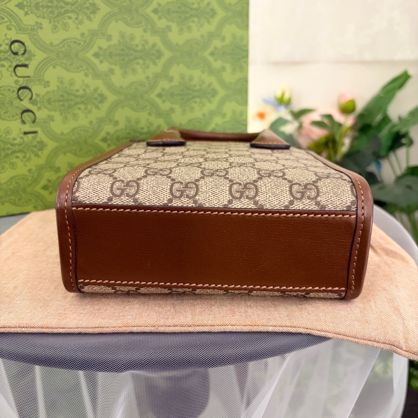 Gucci - GG Supreme Mini Tote Bag - GG Supreme coated canvas with leather trim - Brown - (Mini)