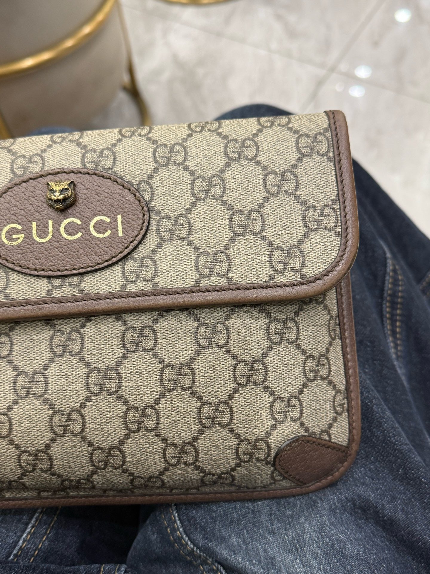Gucci - GG Supreme Neo Vintage Tiger Head Belt Bag - Synthetic - Beige - (small)