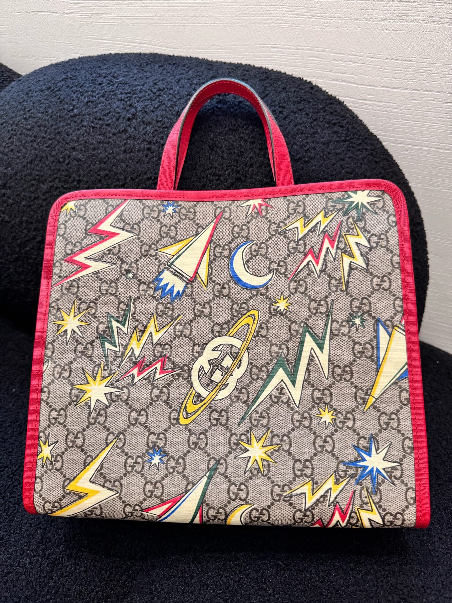Gucci - GG Supreme Space Print Children's Tote Bag - Coated canvas with leather trim - Multicolour - (small)