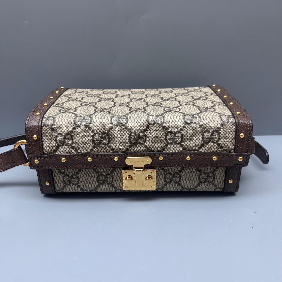 Gucci - GG Supreme Studded Box Bag - Synthetic - Brown - (mini)