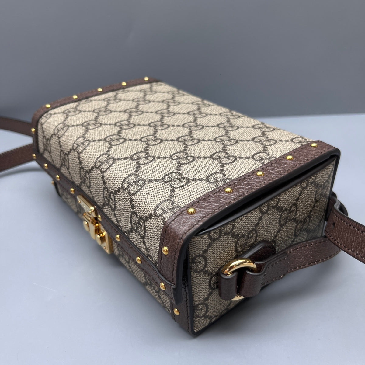 Gucci - GG Supreme Studded Box Bag - Synthetic - Brown - (mini)