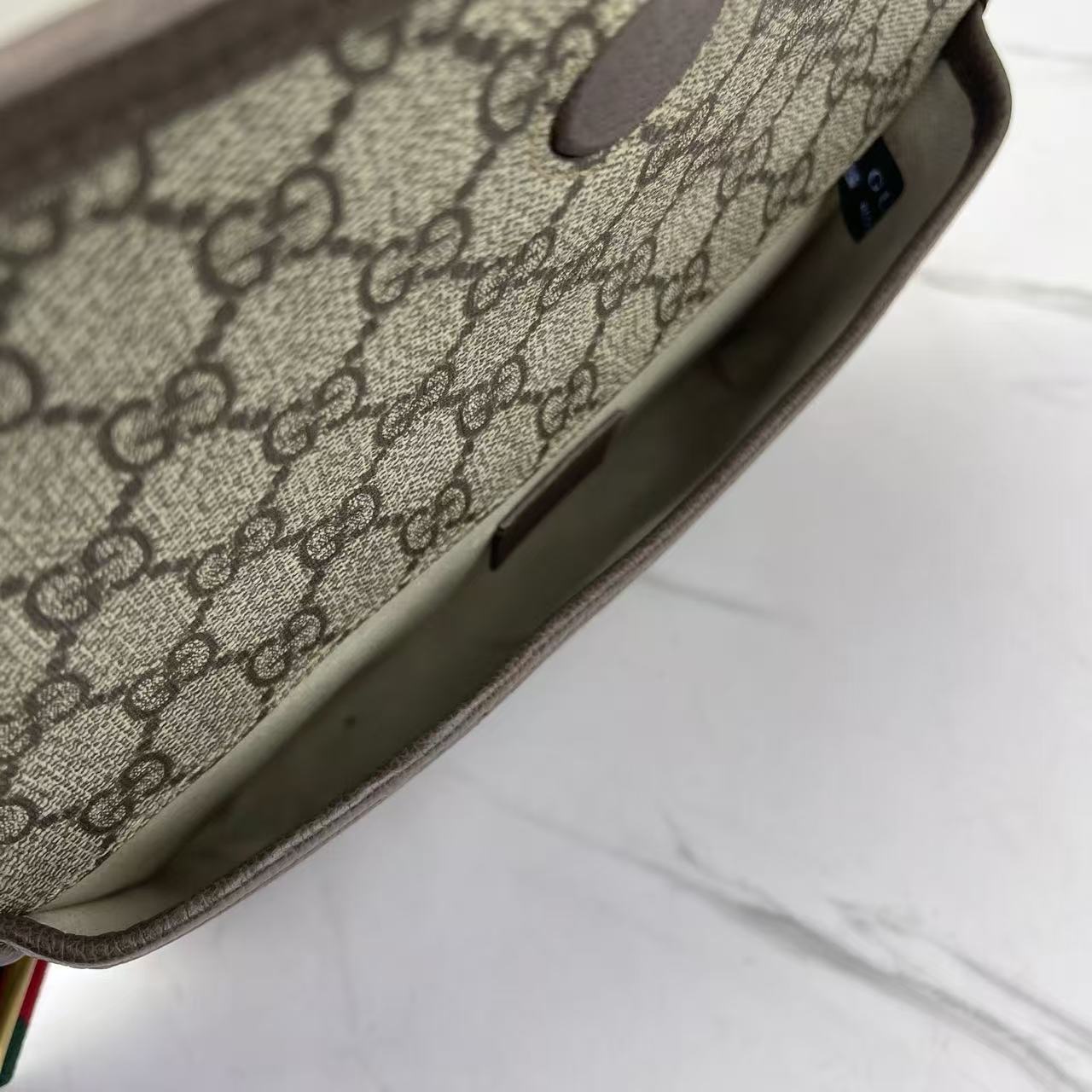 Gucci - GG Supreme Tiger Head Belt Bag - Coated canvas with leather trim and web strap - Beige and Brown with Green/Red Web - (medium)