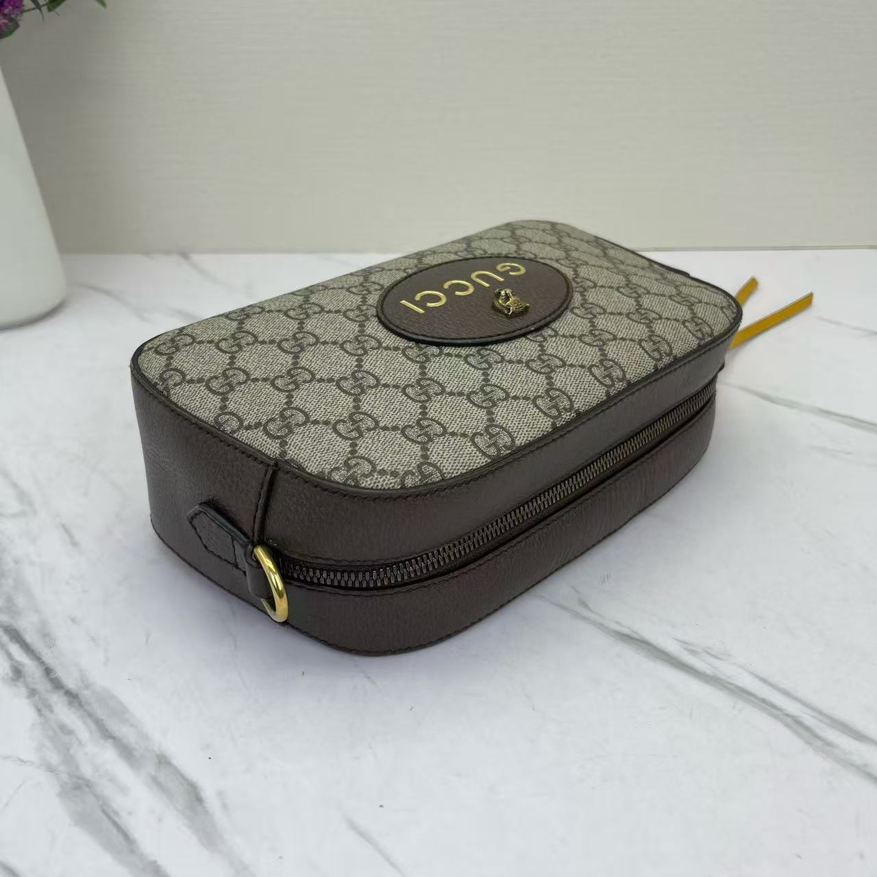 Gucci - GG Supreme Tiger Head Camera Bag - Coated canvas and leather - Beige and Brown with multicolour strap - (small)