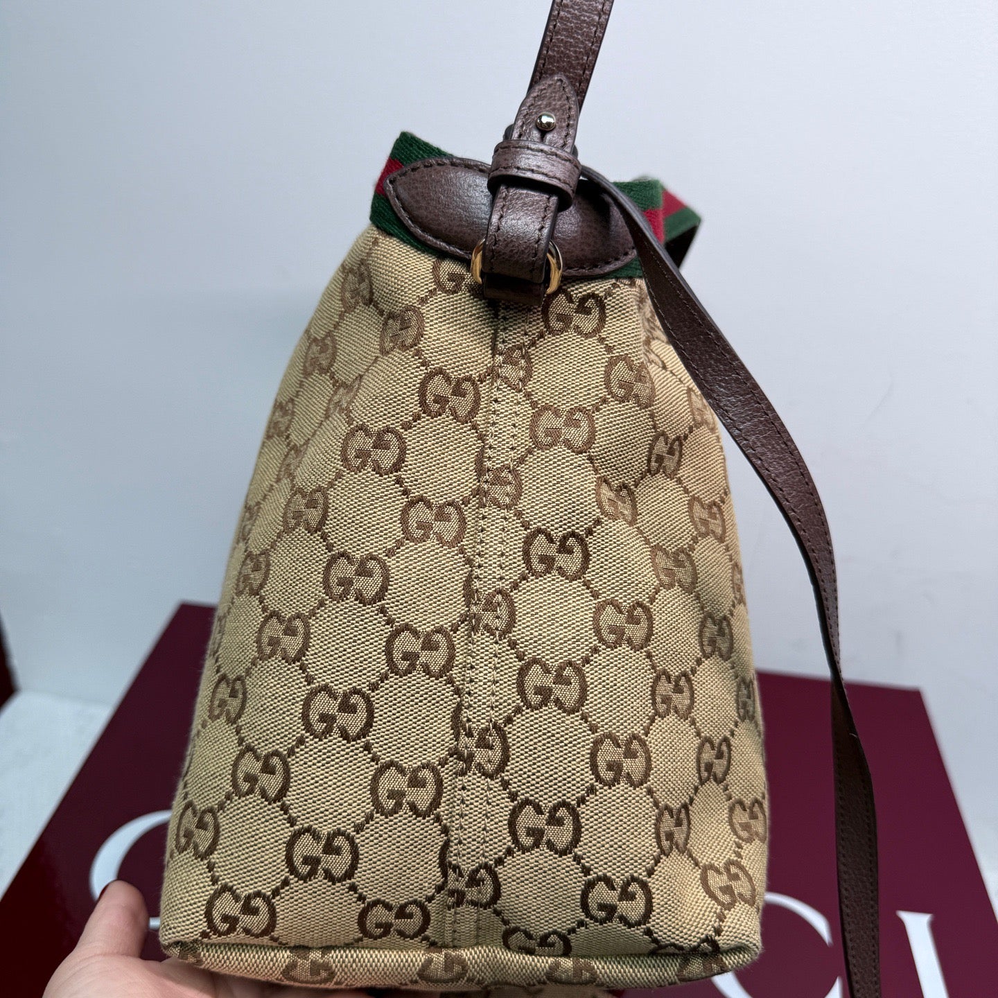 Gucci - Giglio Handbag - GG Monogram canvas with leather trim - Beige - (small)
