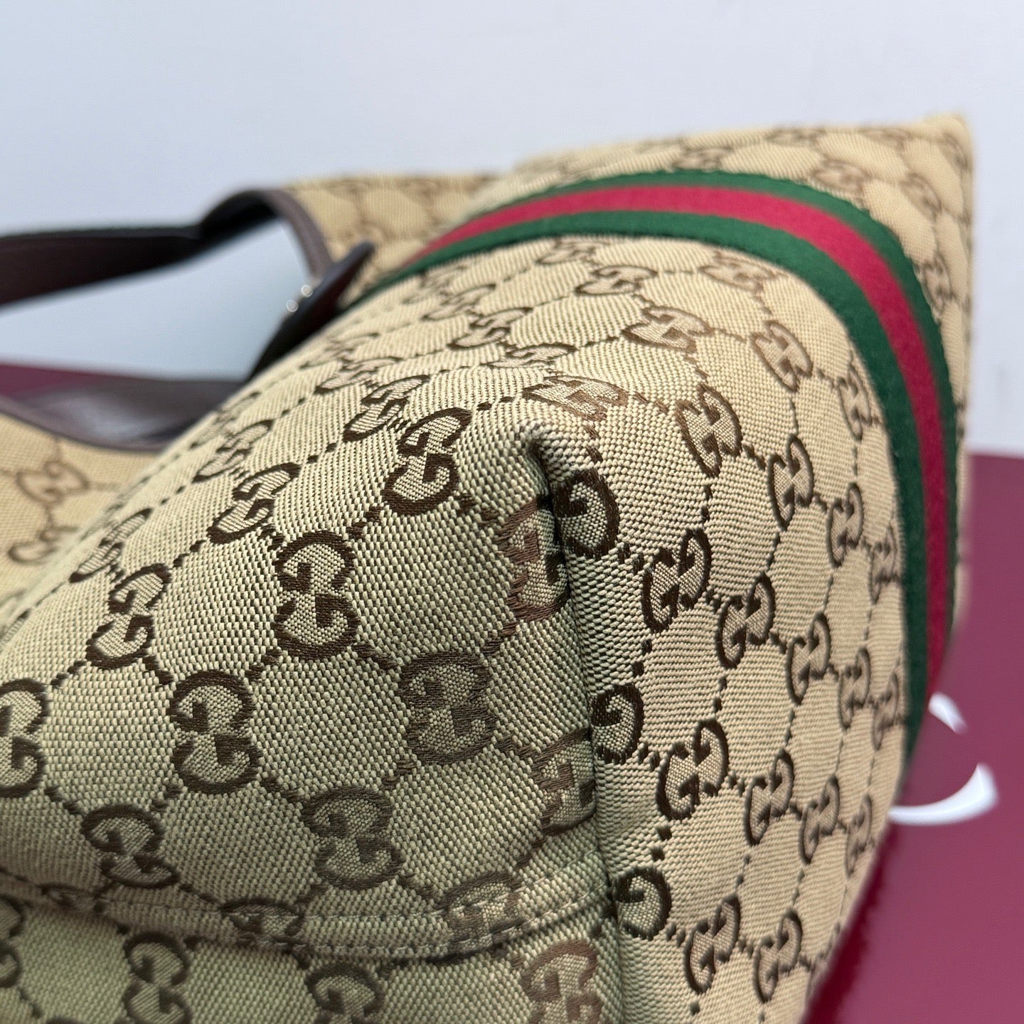 Gucci - Giglio Handbag - GG Monogram canvas with leather trim - Beige - (small)