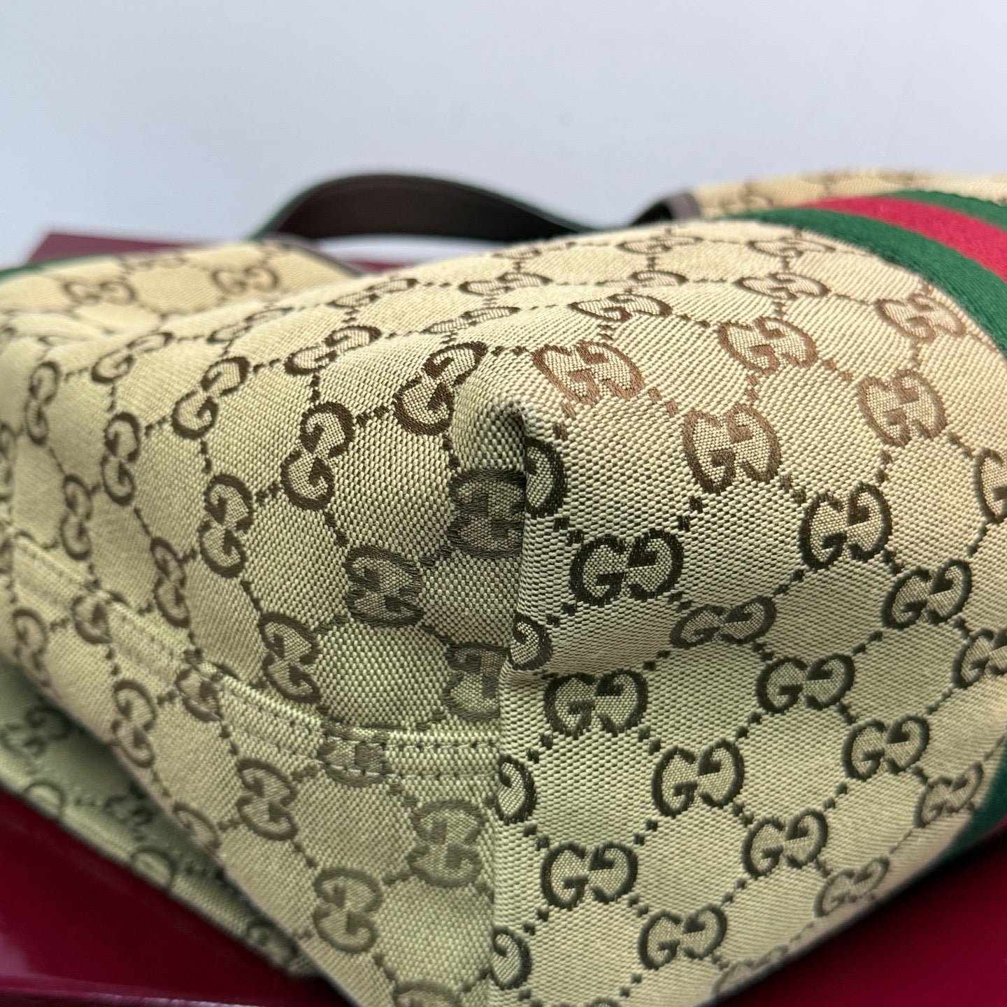 Gucci - Giglio Handbag - GG Monogram canvas with leather trim - Beige - (small)