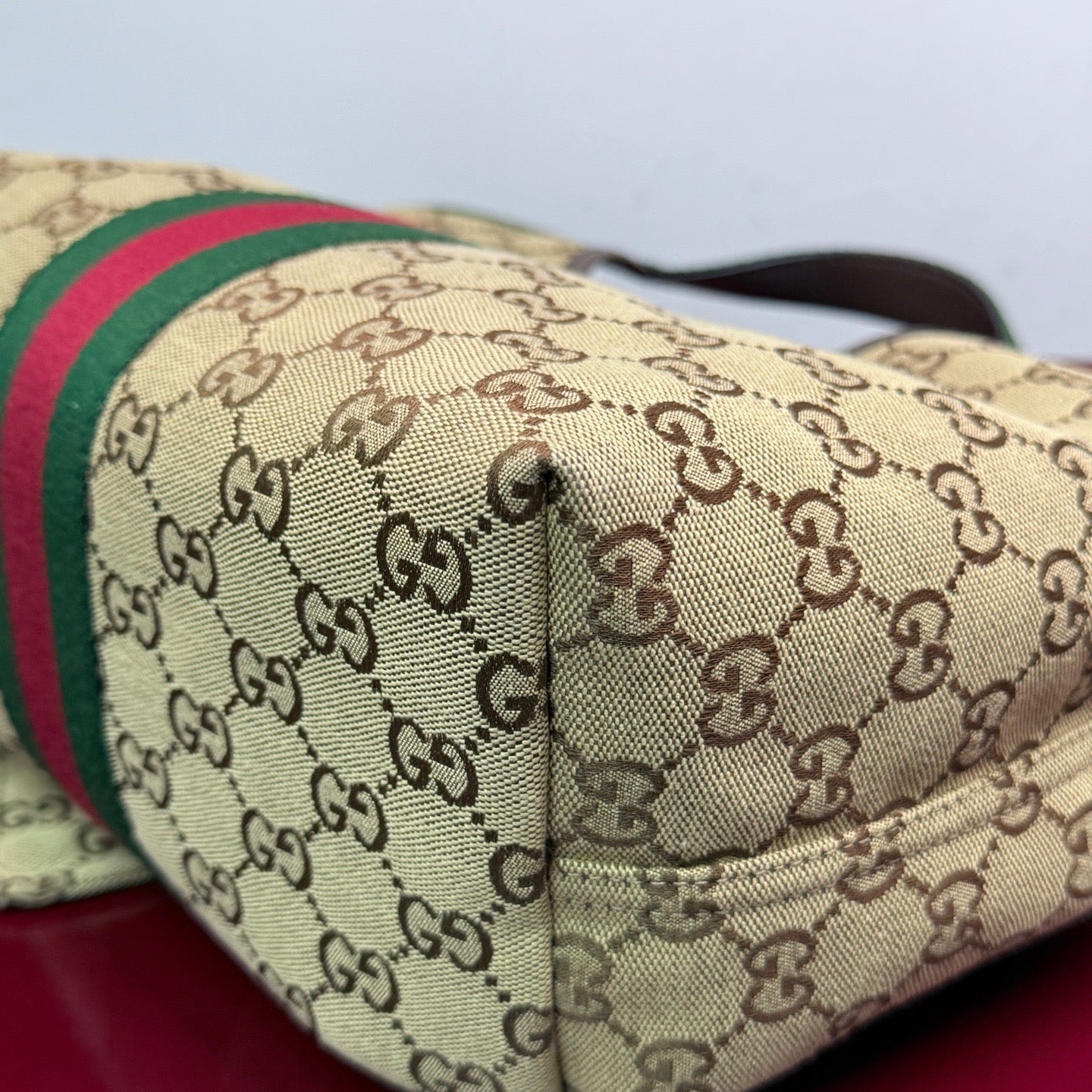 Gucci - Giglio Handbag - GG Monogram canvas with leather trim - Beige - (small)