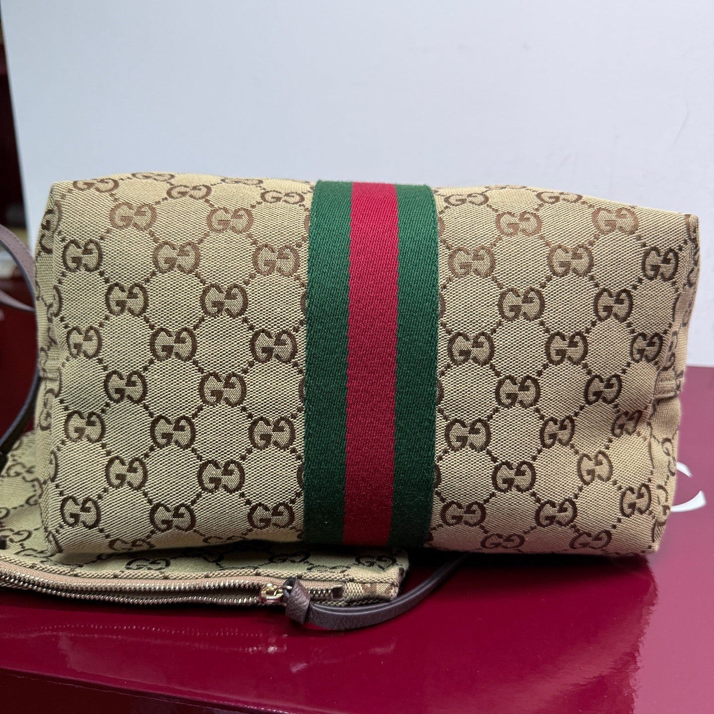 Gucci - Giglio Handbag - GG Monogram canvas with leather trim - Beige - (small)