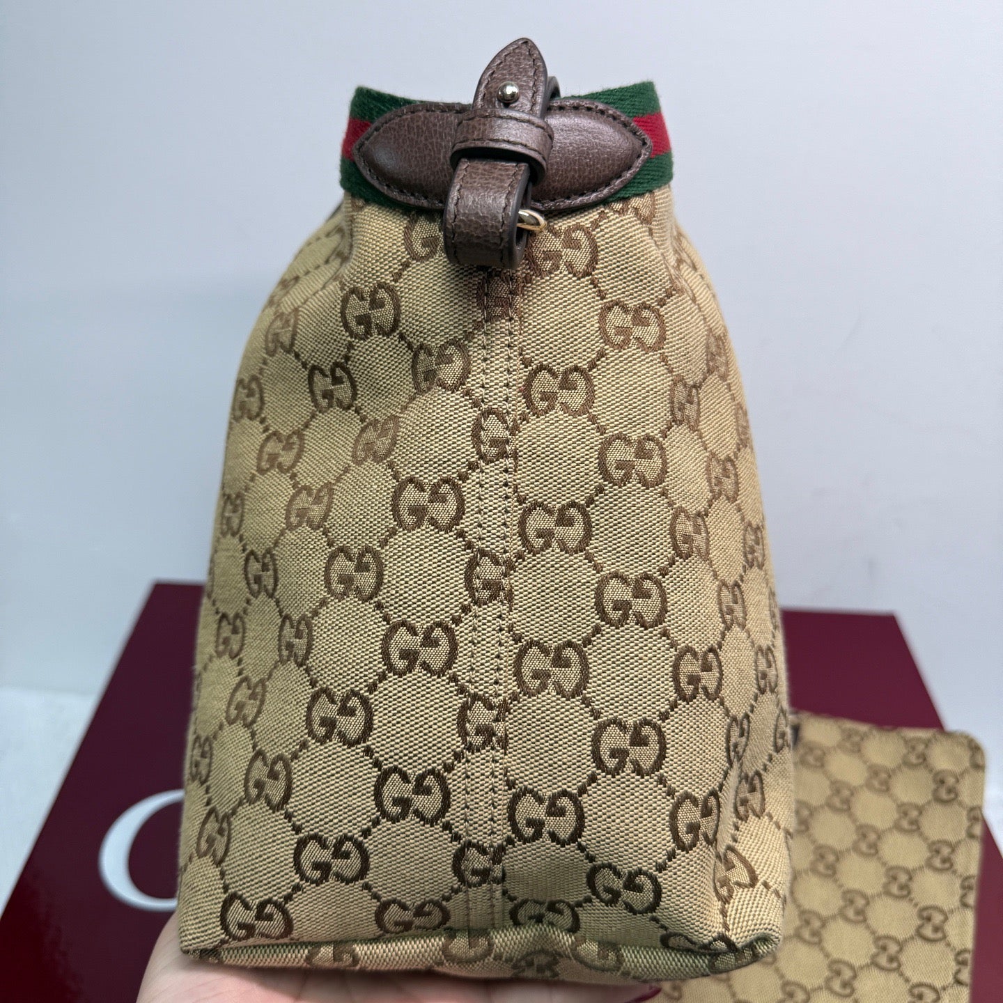 Gucci - Giglio Handbag - GG Monogram canvas with leather trim - Beige - (small)