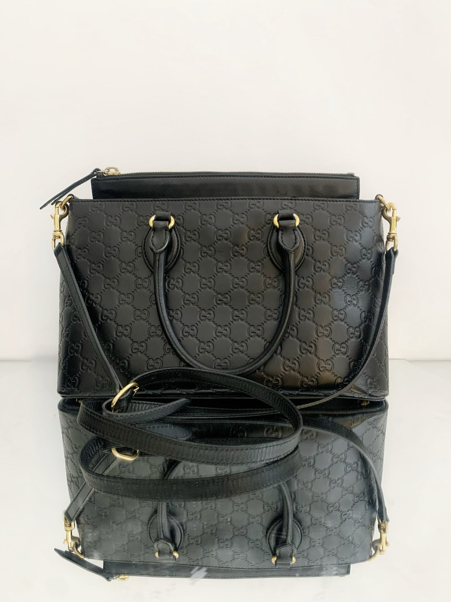 Gucci - Guccissima Leather Top Handle Tote - Leather - Black - (Medium)