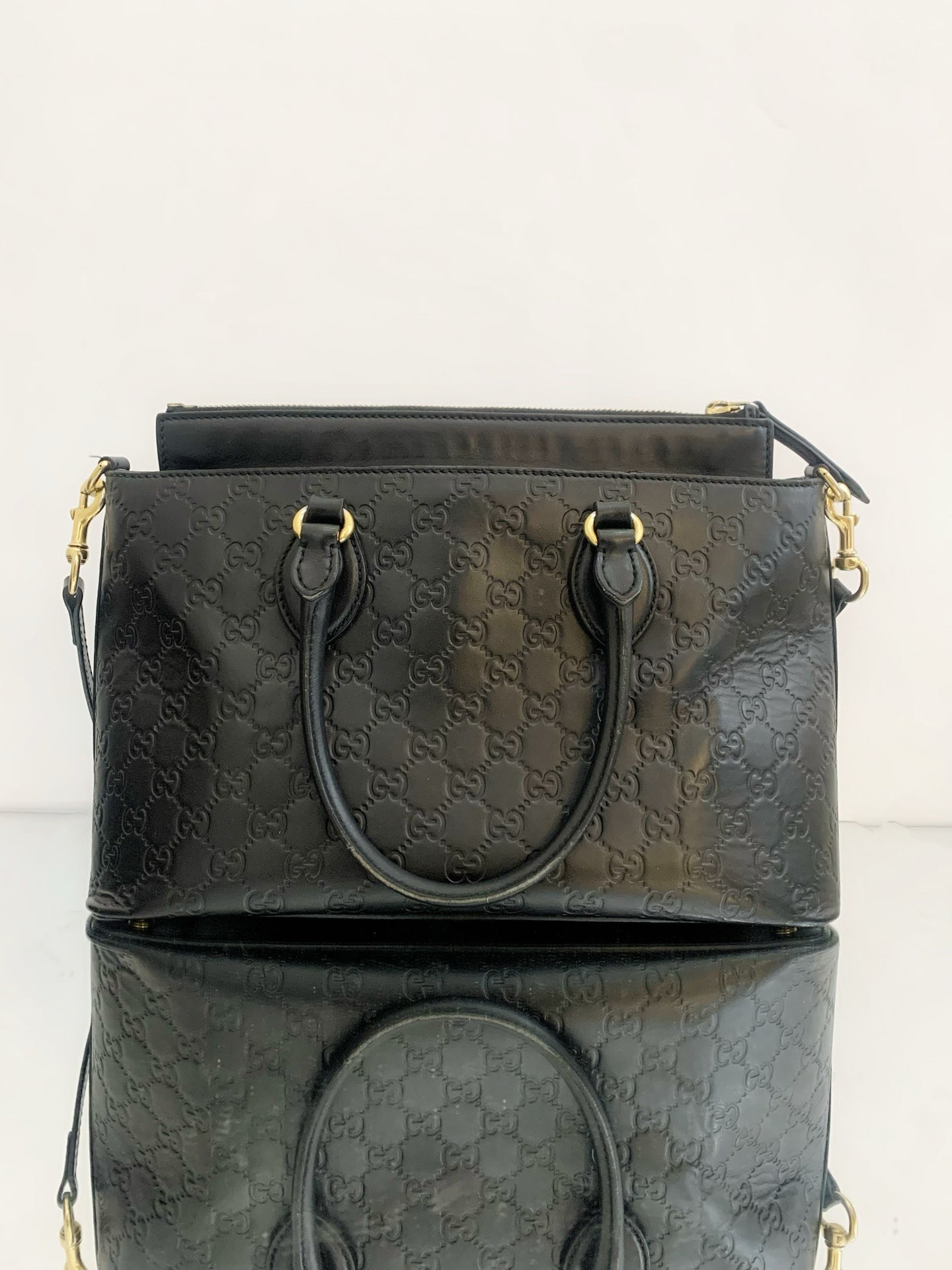 Gucci - Guccissima Leather Top Handle Tote - Leather - Black - (Medium)