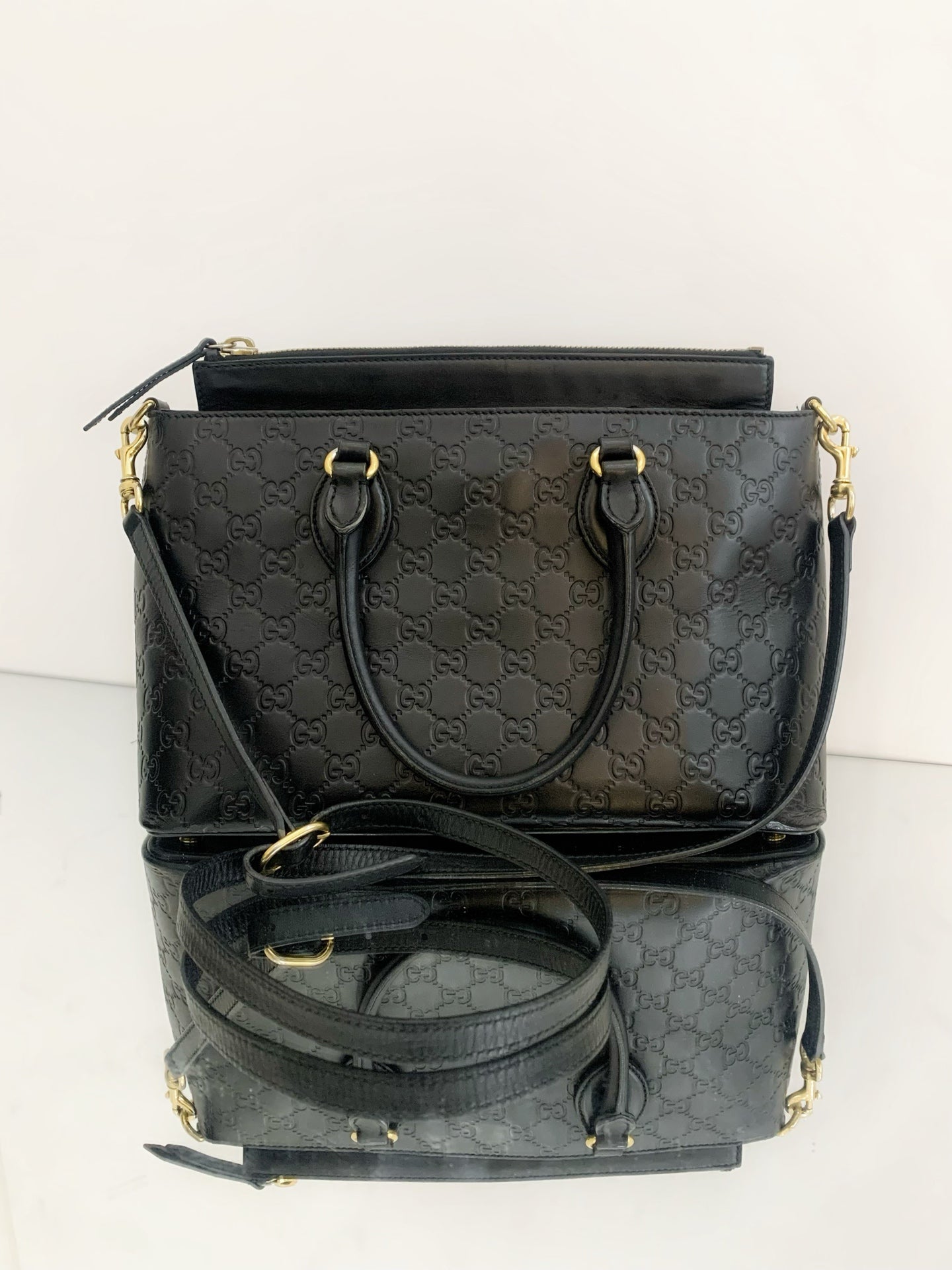 Gucci - Guccissima Leather Top Handle Tote - Leather - Black - (Medium)