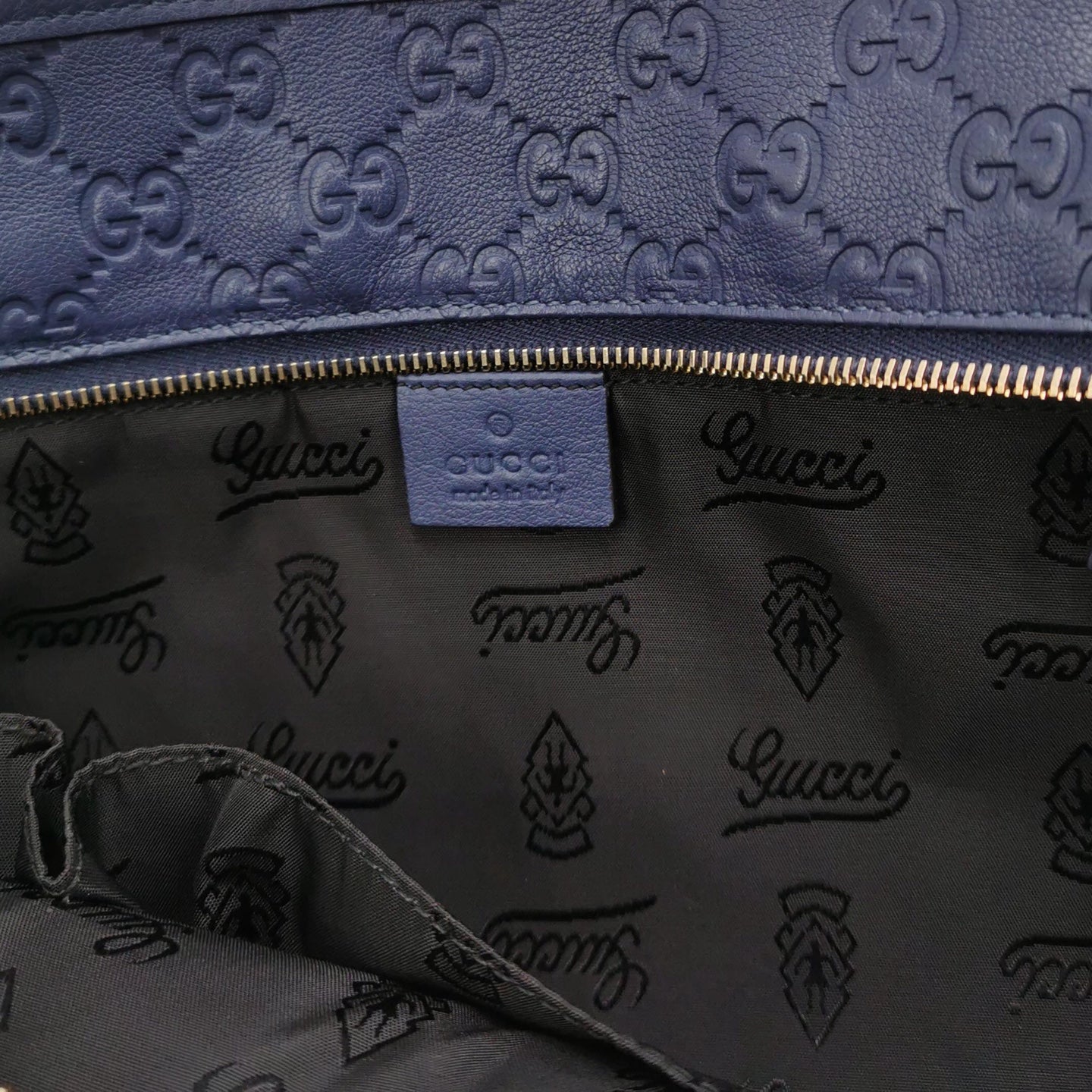 Gucci - Guccissima Shopper Tote 211137-BNX1G-4233 - Grained leather - Navy - (medium)