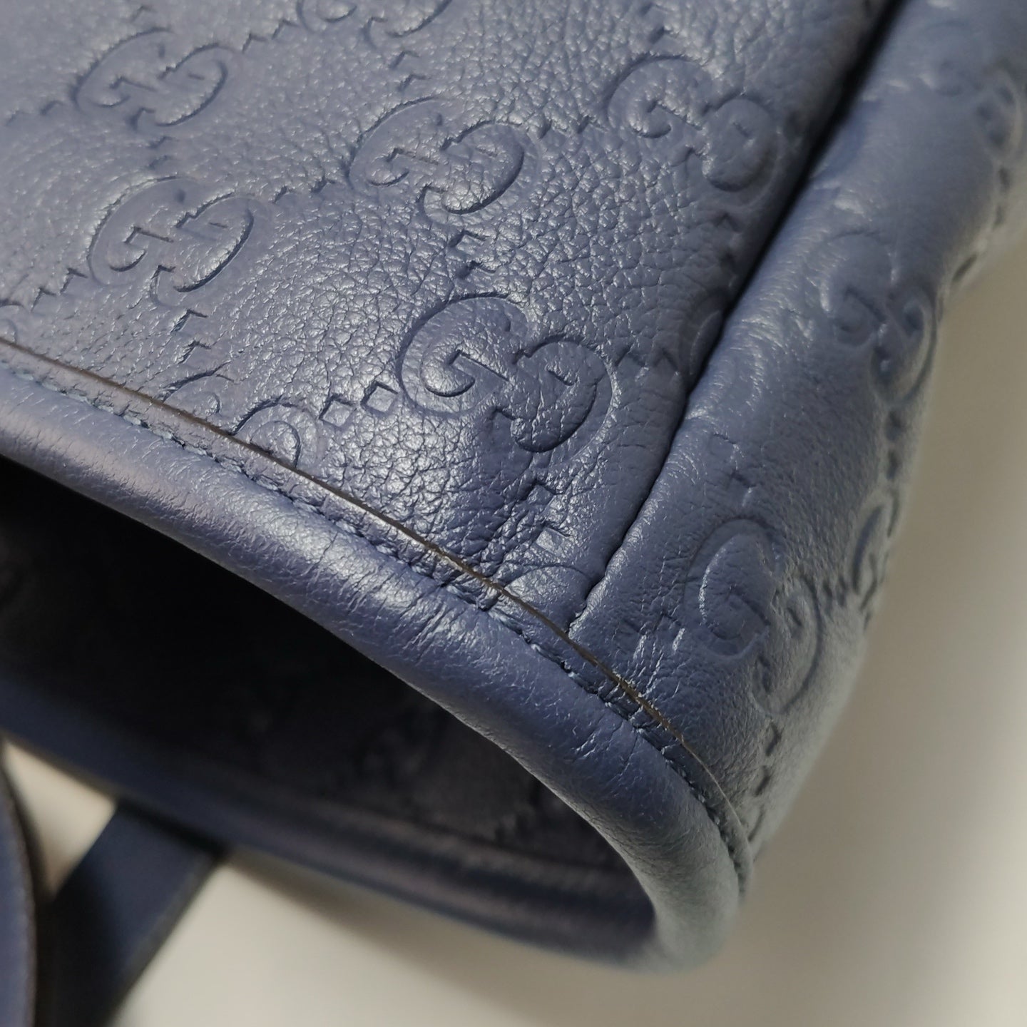 Gucci - Guccissima Shopper Tote 211137-BNX1G-4233 - Grained leather - Navy - (medium)