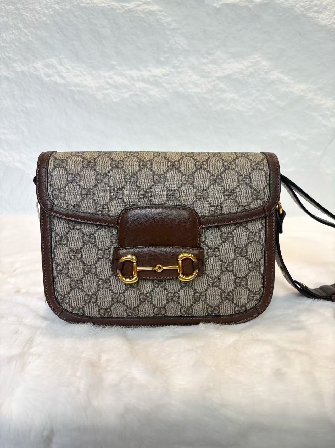 Gucci - Horsebit 1955 - GG Supreme canvas and leather - Brown - (Small)