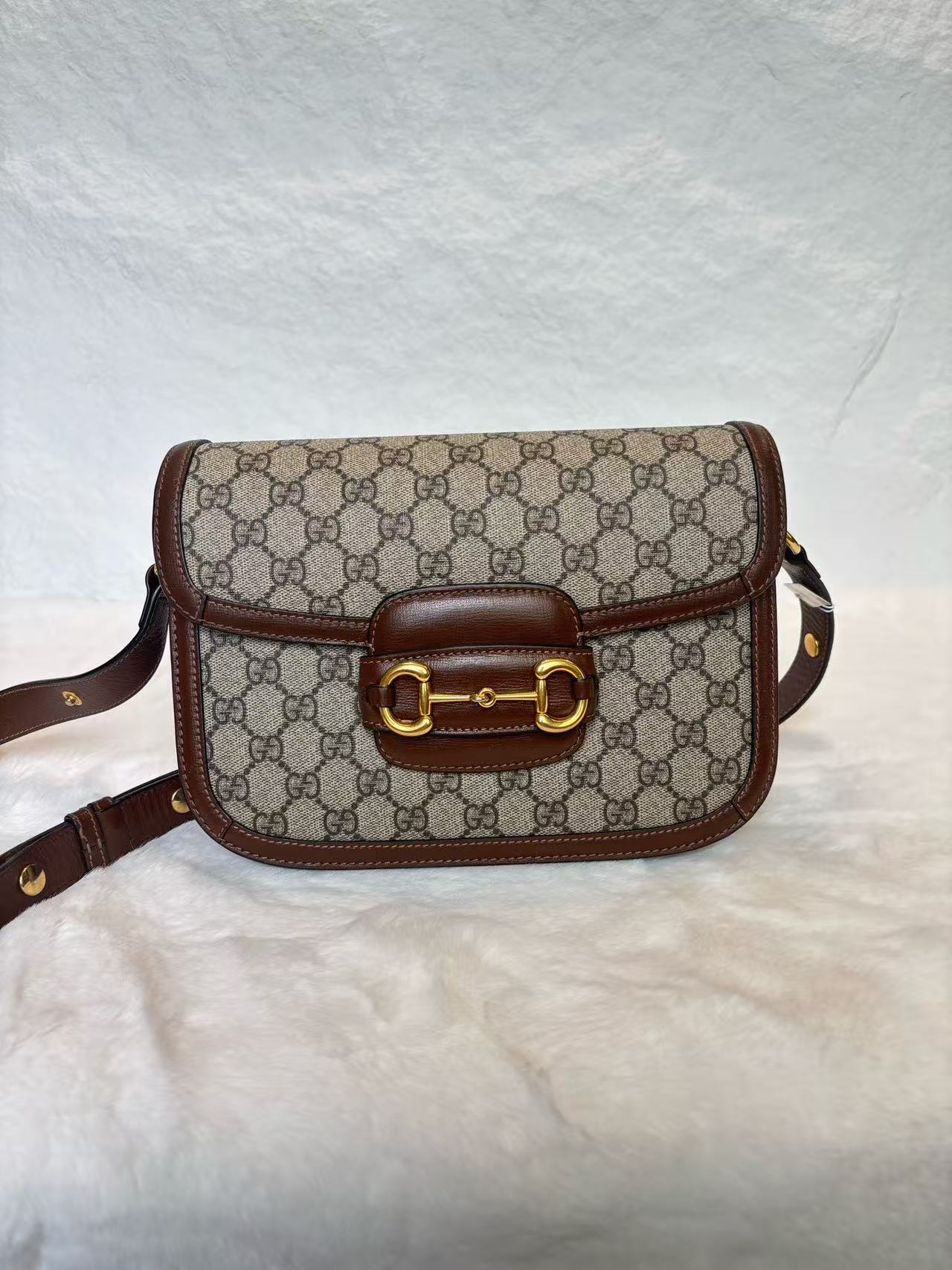 Gucci - Horsebit 1955 - GG Supreme canvas and leather - Brown - (Small)