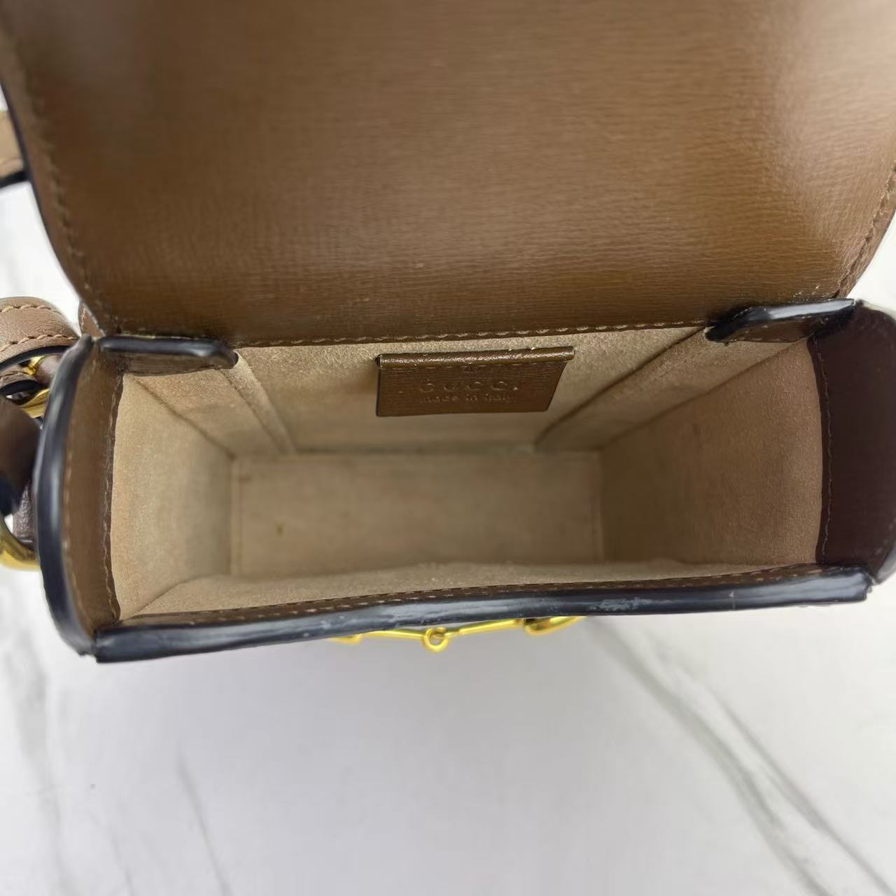 Gucci - Horsebit 1955 - GG Supreme canvas with leather trim - Beige/Ebony with Brown Trim - (mini)