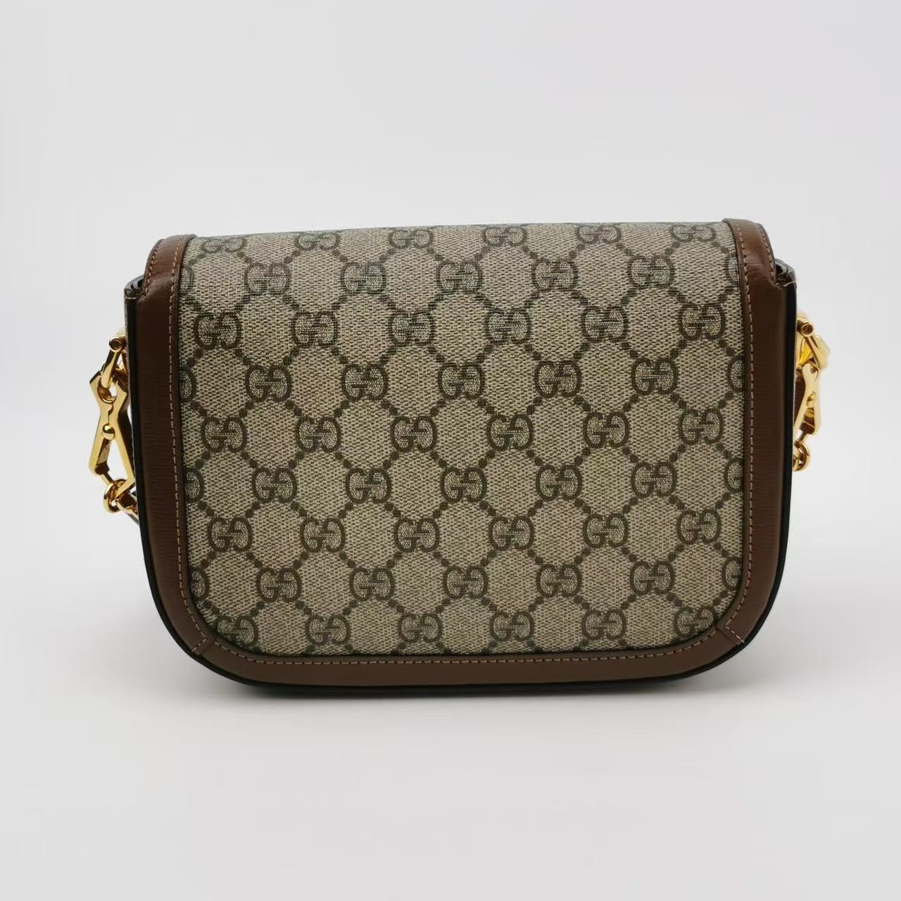 Gucci - Horsebit 1955 Mini Bag - GG Supreme canvas with leather trim - Beige and Brown with Gold-Tone Hardware - (Mini)