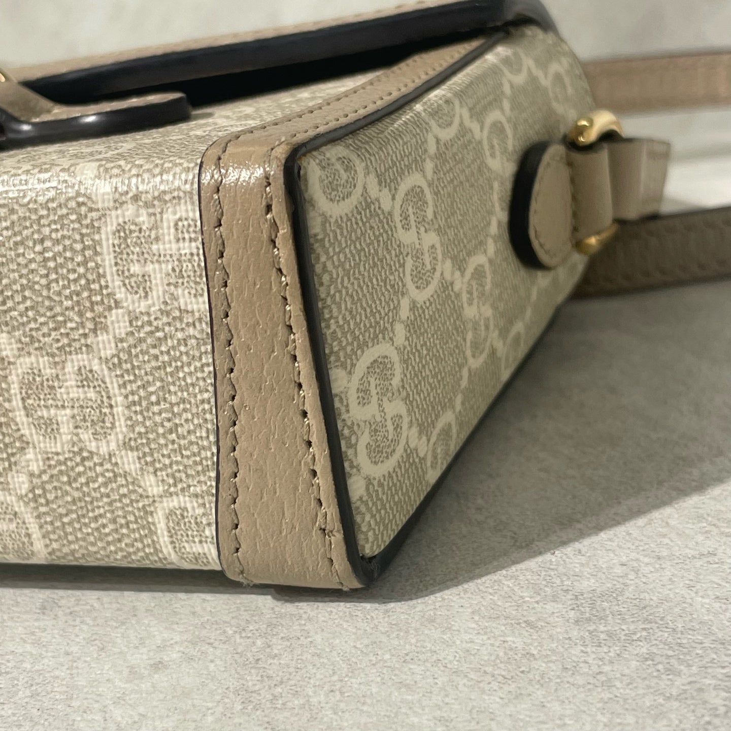 Gucci - Horsebit 1955 Mini Shoulder Bag - GG Supreme canvas with leather trim - Beige - (mini)