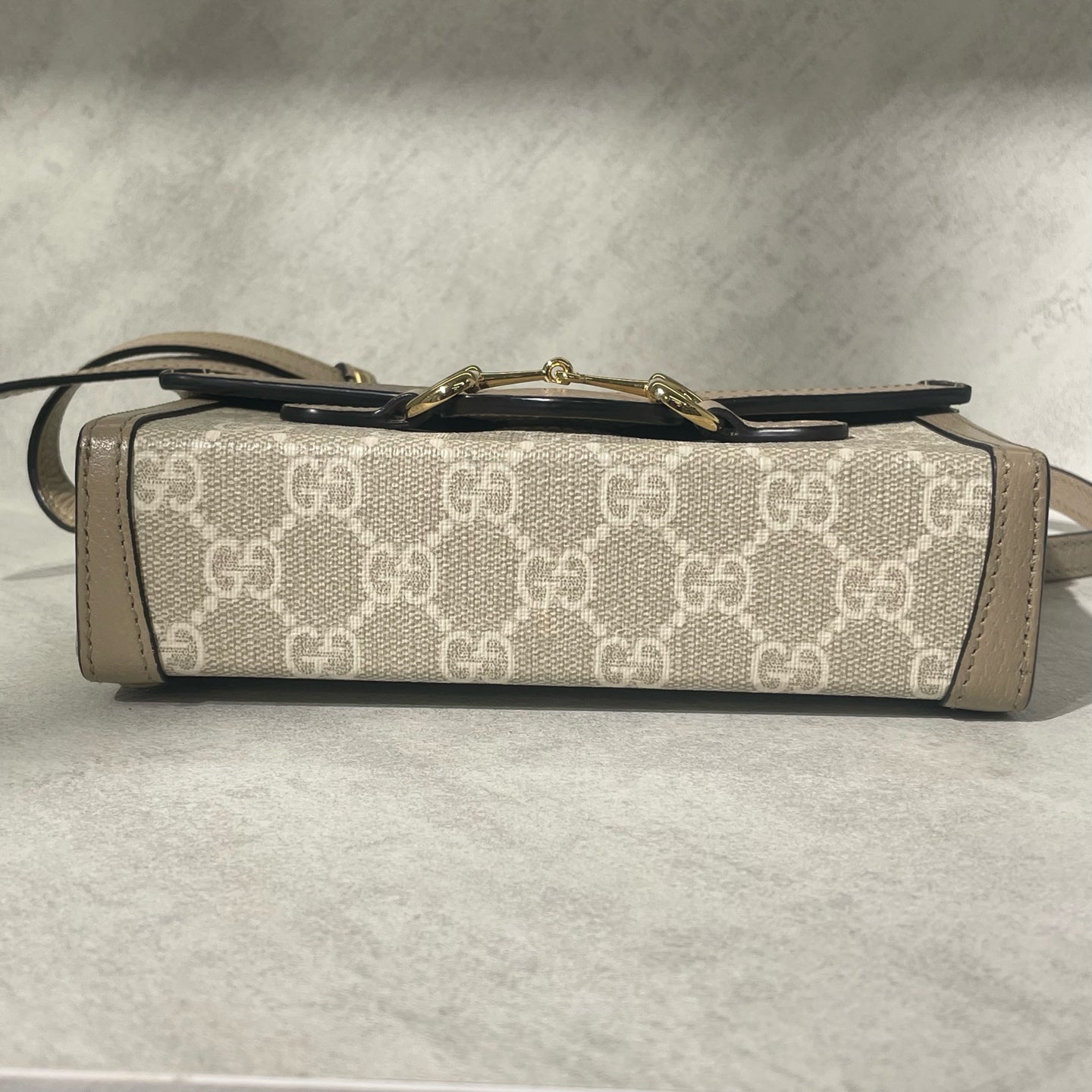 Gucci - Horsebit 1955 Mini Shoulder Bag - GG Supreme canvas with leather trim - Beige - (mini)