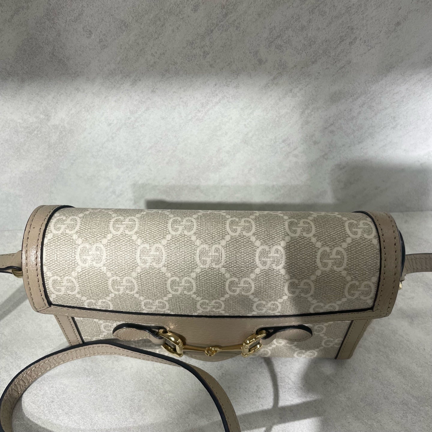 Gucci - Horsebit 1955 Mini Shoulder Bag - GG Supreme canvas with leather trim - Beige - (mini)