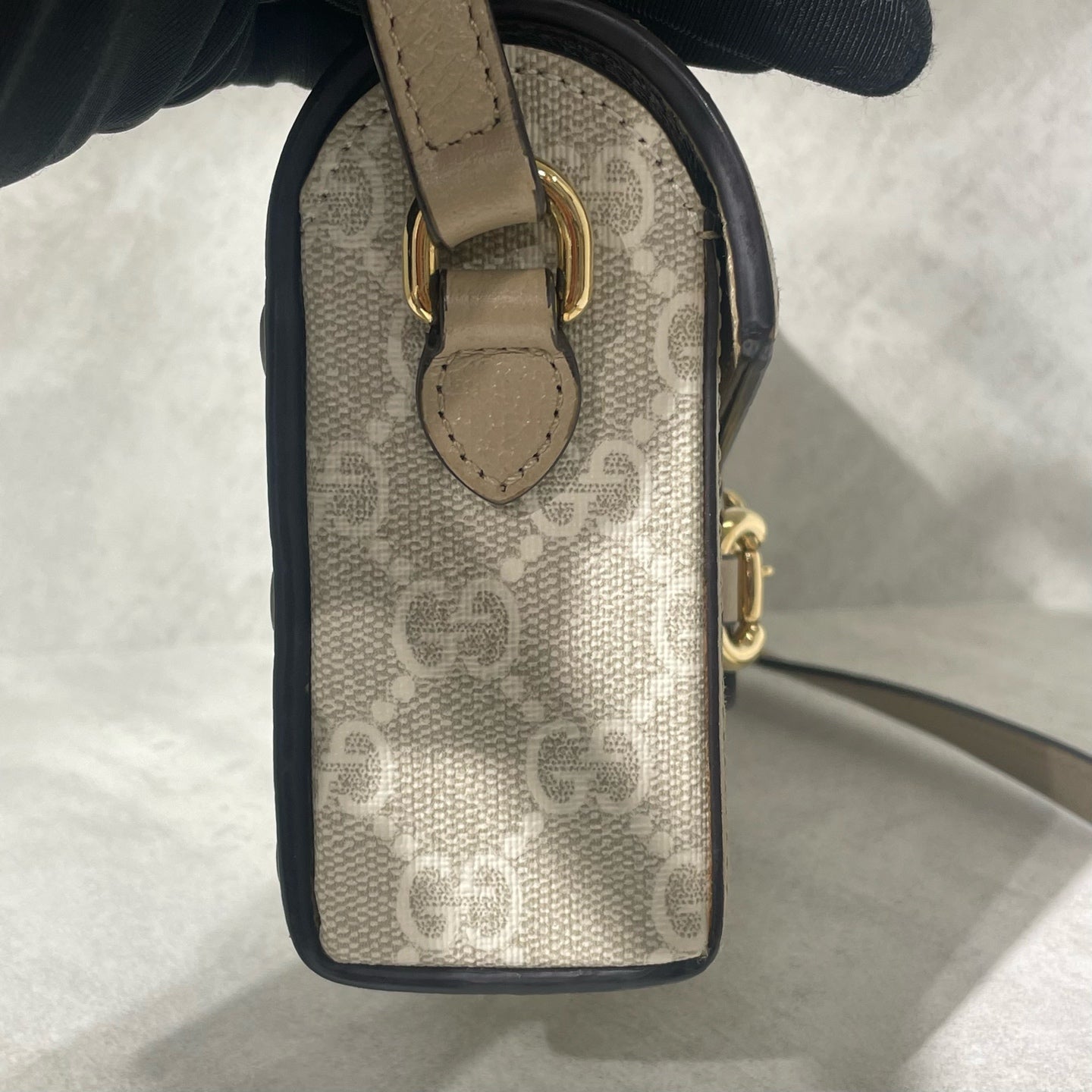 Gucci - Horsebit 1955 Mini Shoulder Bag - GG Supreme canvas with leather trim - Beige - (mini)