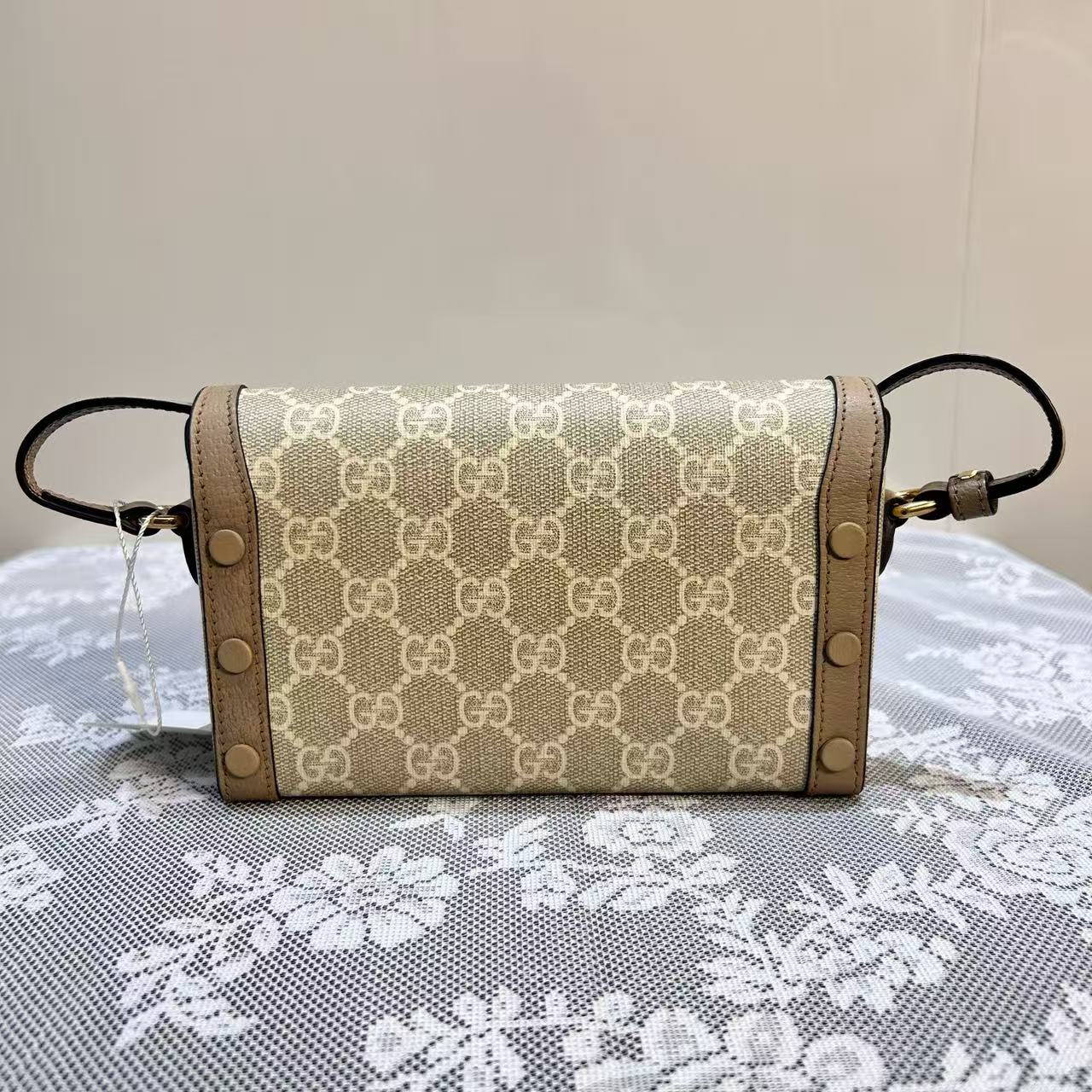 Gucci - Horsebit 1955 Phone Bag - GG Supreme canvas with leather trim - Beige and Tan - (mini)