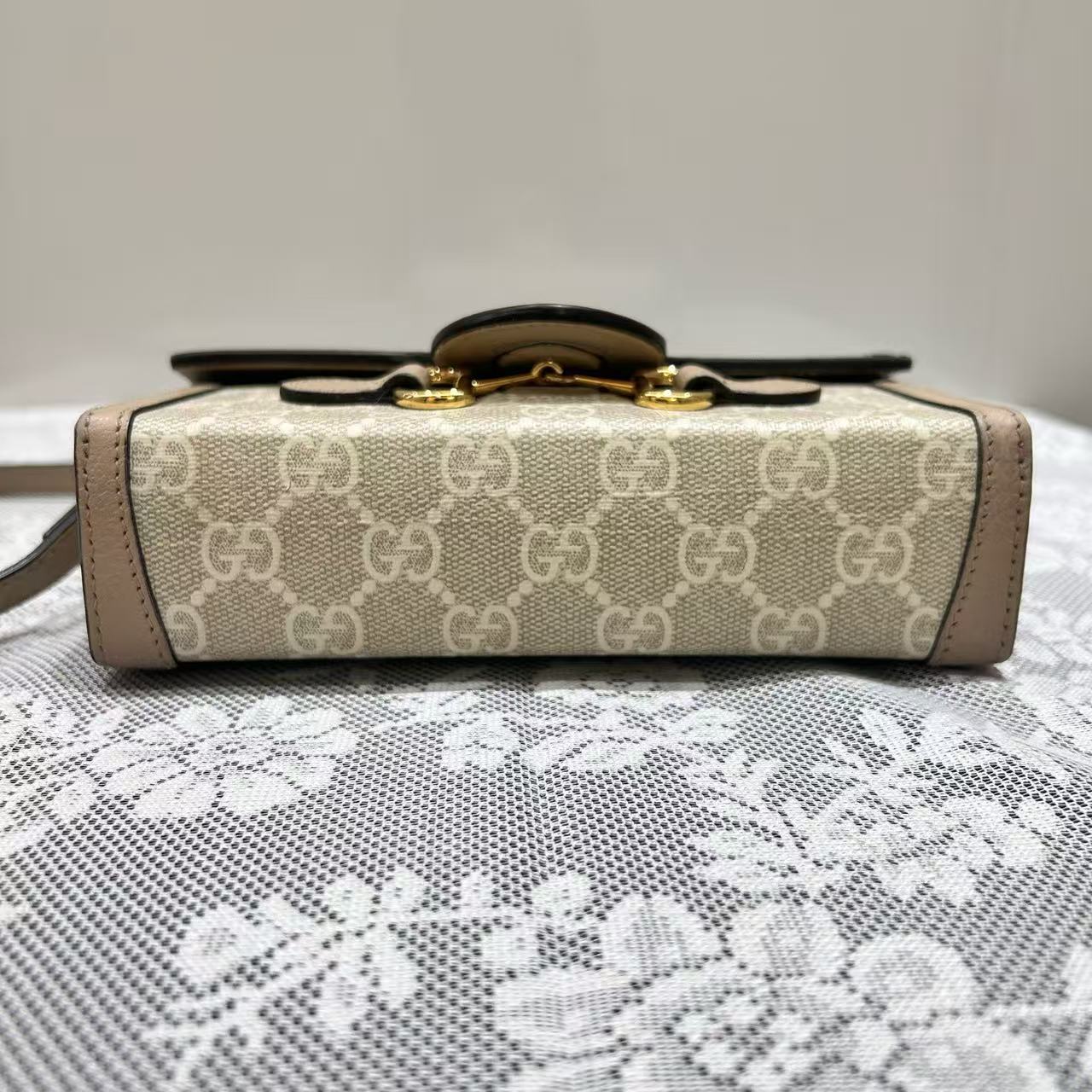 Gucci - Horsebit 1955 Phone Bag - GG Supreme canvas with leather trim - Beige and Tan - (mini)