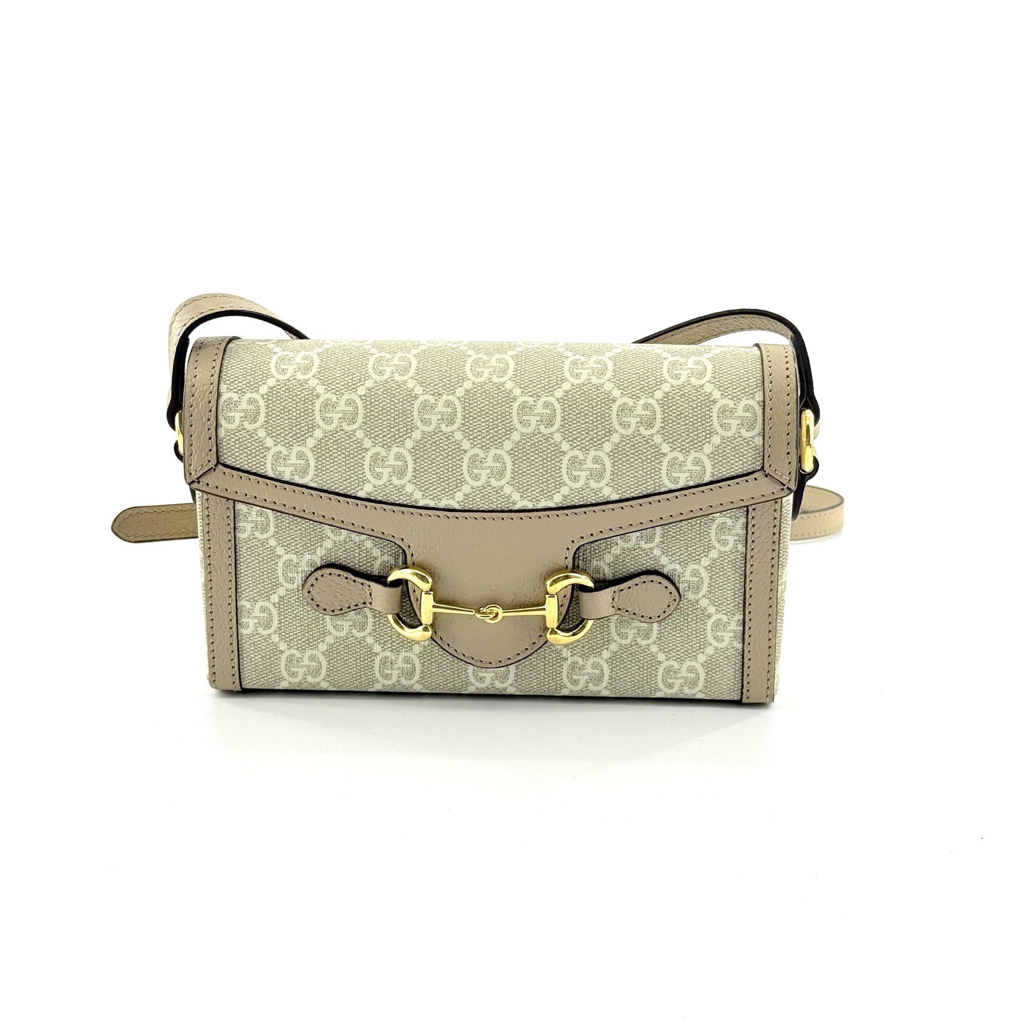 Gucci - Horsebit 1955 Phone Bag - GG Supreme canvas with leather trim - Beige - (mini)