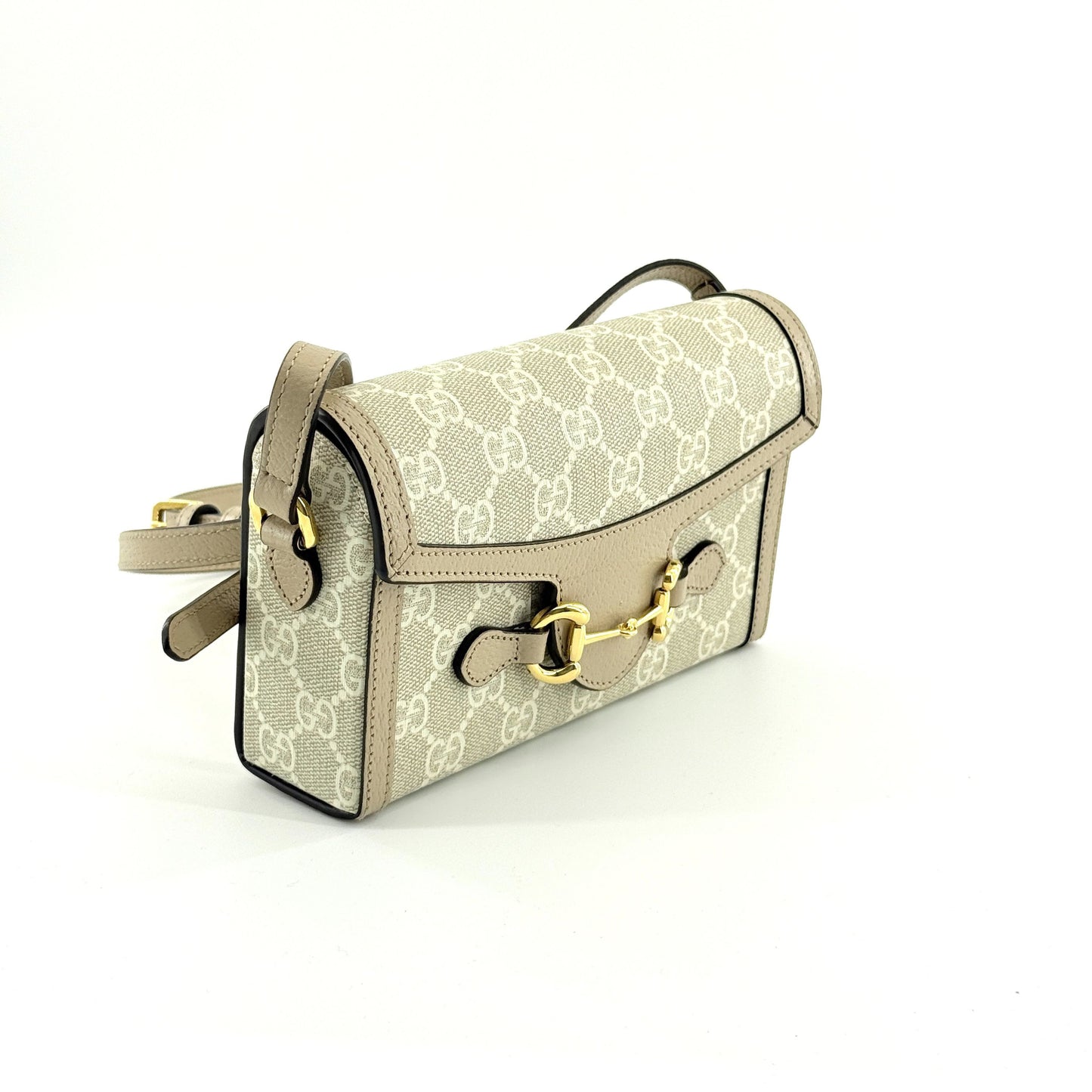 Gucci - Horsebit 1955 Phone Bag - GG Supreme canvas with leather trim - Beige - (mini)