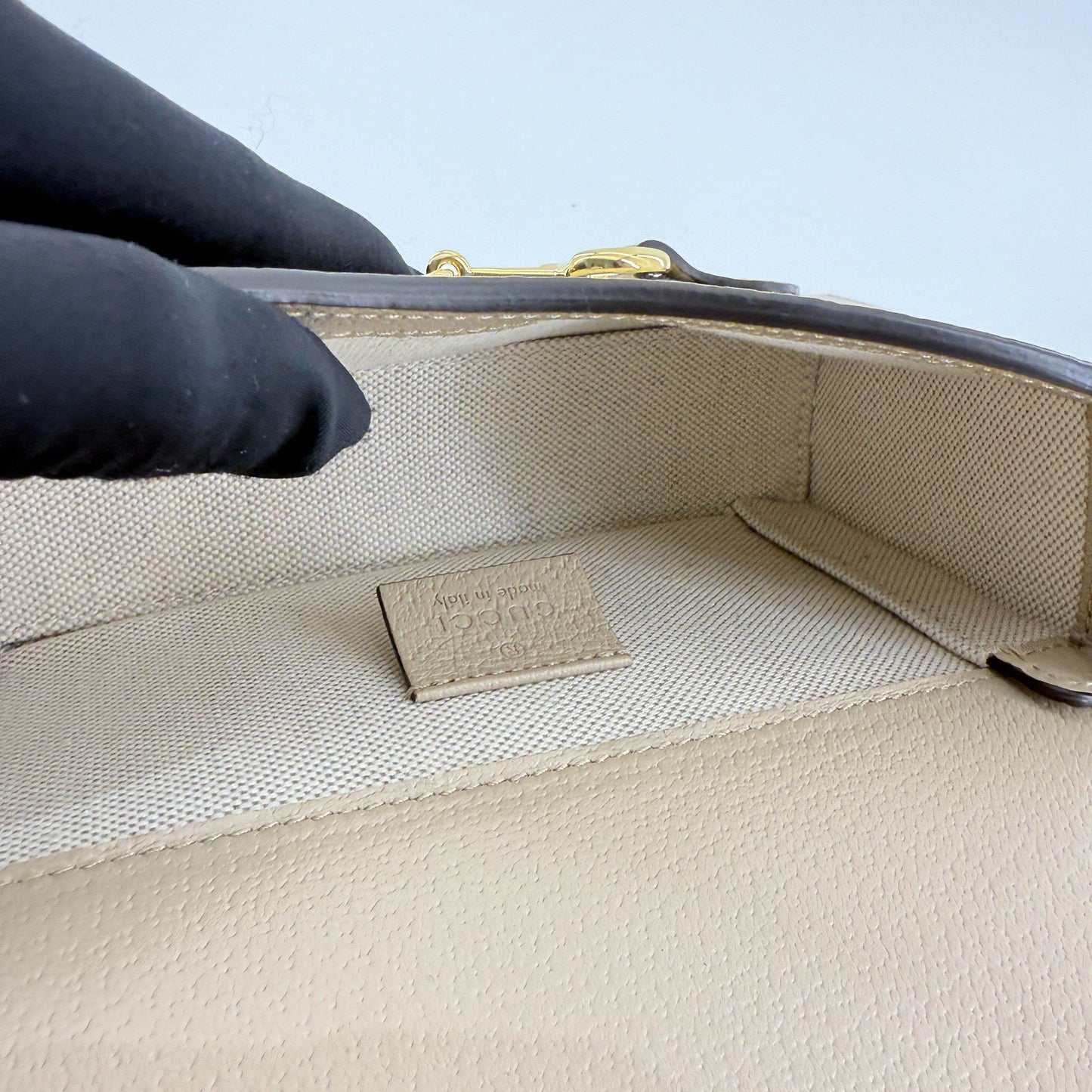 Gucci - Horsebit 1955 Phone Bag - GG Supreme canvas with leather trim - Beige - (mini)