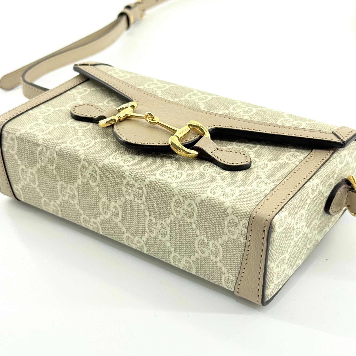 Gucci - Horsebit 1955 Phone Bag - GG Supreme canvas with leather trim - Beige - (mini)