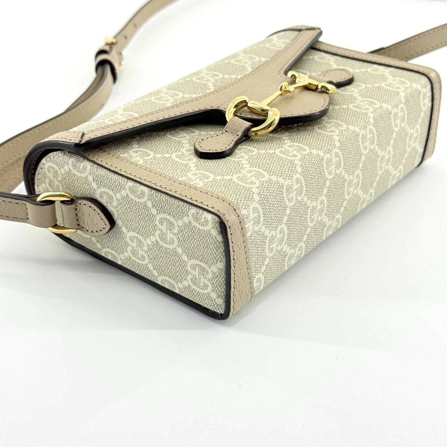 Gucci - Horsebit 1955 Phone Bag - GG Supreme canvas with leather trim - Beige - (mini)