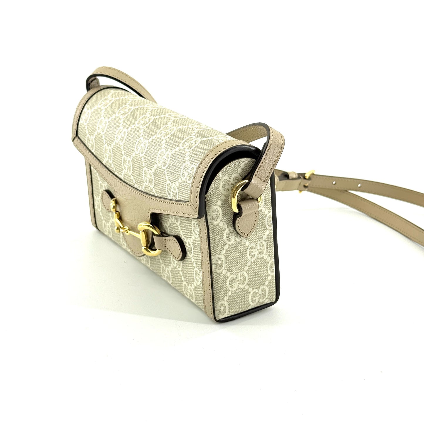 Gucci - Horsebit 1955 Phone Bag - GG Supreme canvas with leather trim - Beige - (mini)