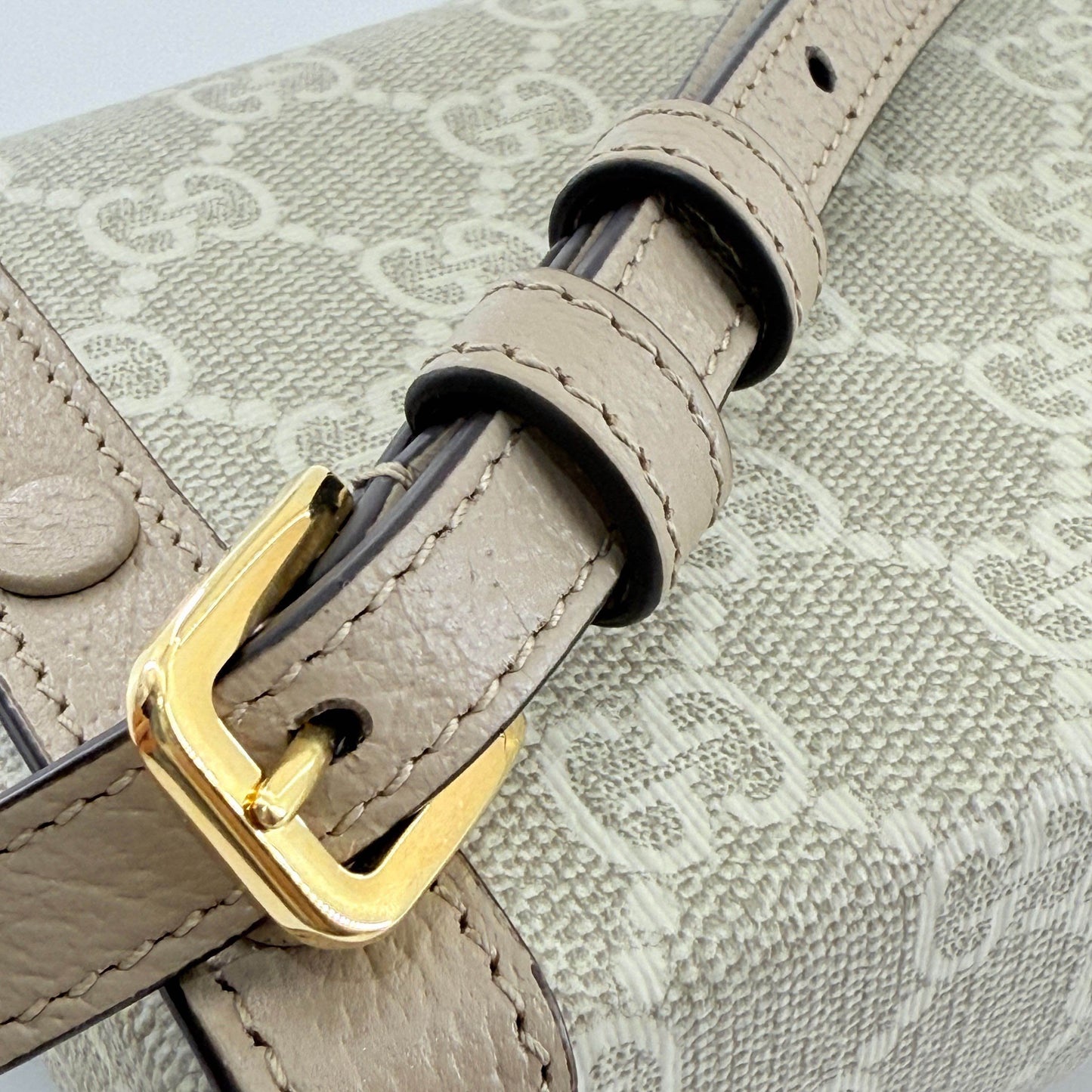 Gucci - Horsebit 1955 Phone Bag - GG Supreme canvas with leather trim - Beige - (mini)