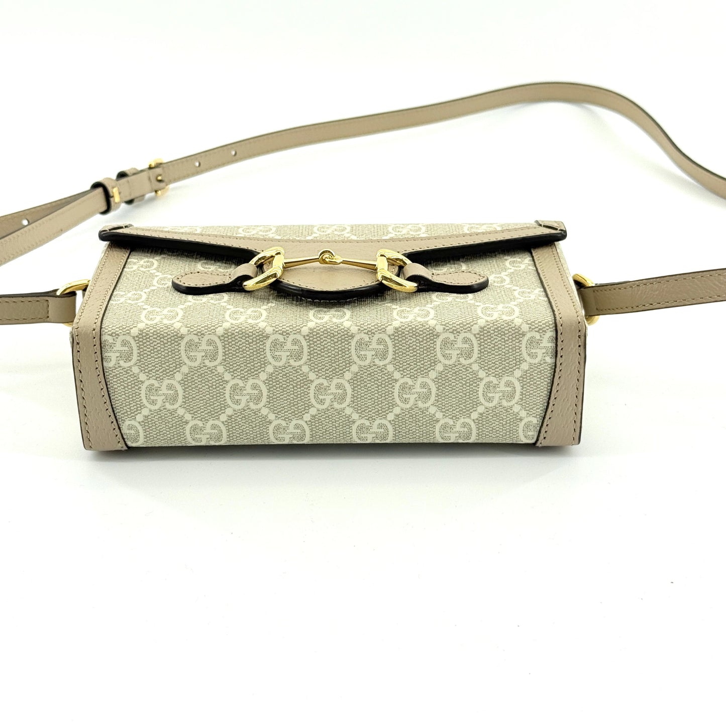 Gucci - Horsebit 1955 Phone Bag - GG Supreme canvas with leather trim - Beige - (mini)