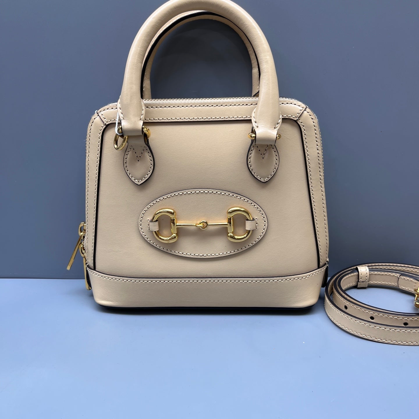 Gucci - Horsebit 1955 Top Handle Bag - Leather - Beige - (small)