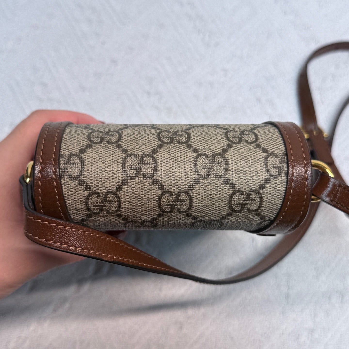Gucci - Horsebit 1955 Vertical Phone Bag - GG Supreme canvas with leather trim - Beige and Brown - (mini)
