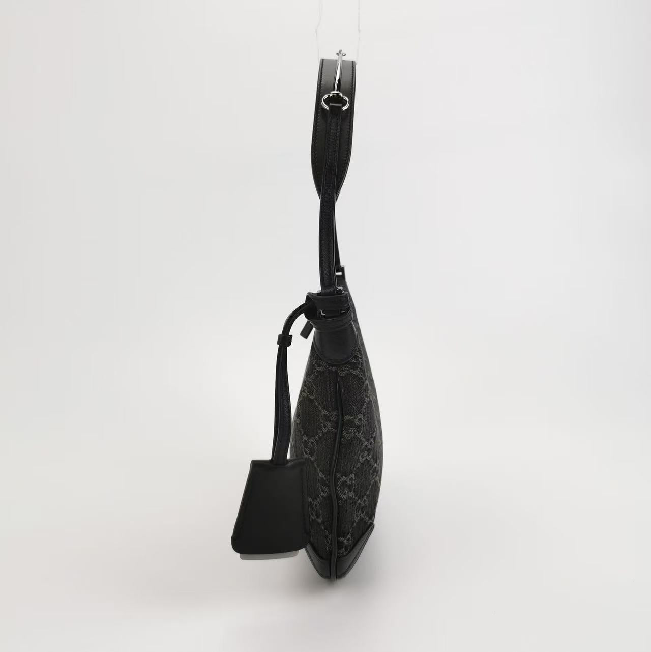 Gucci - Horsebit Slim - Lambskin leather and GG monogram canvas - Black - (small)