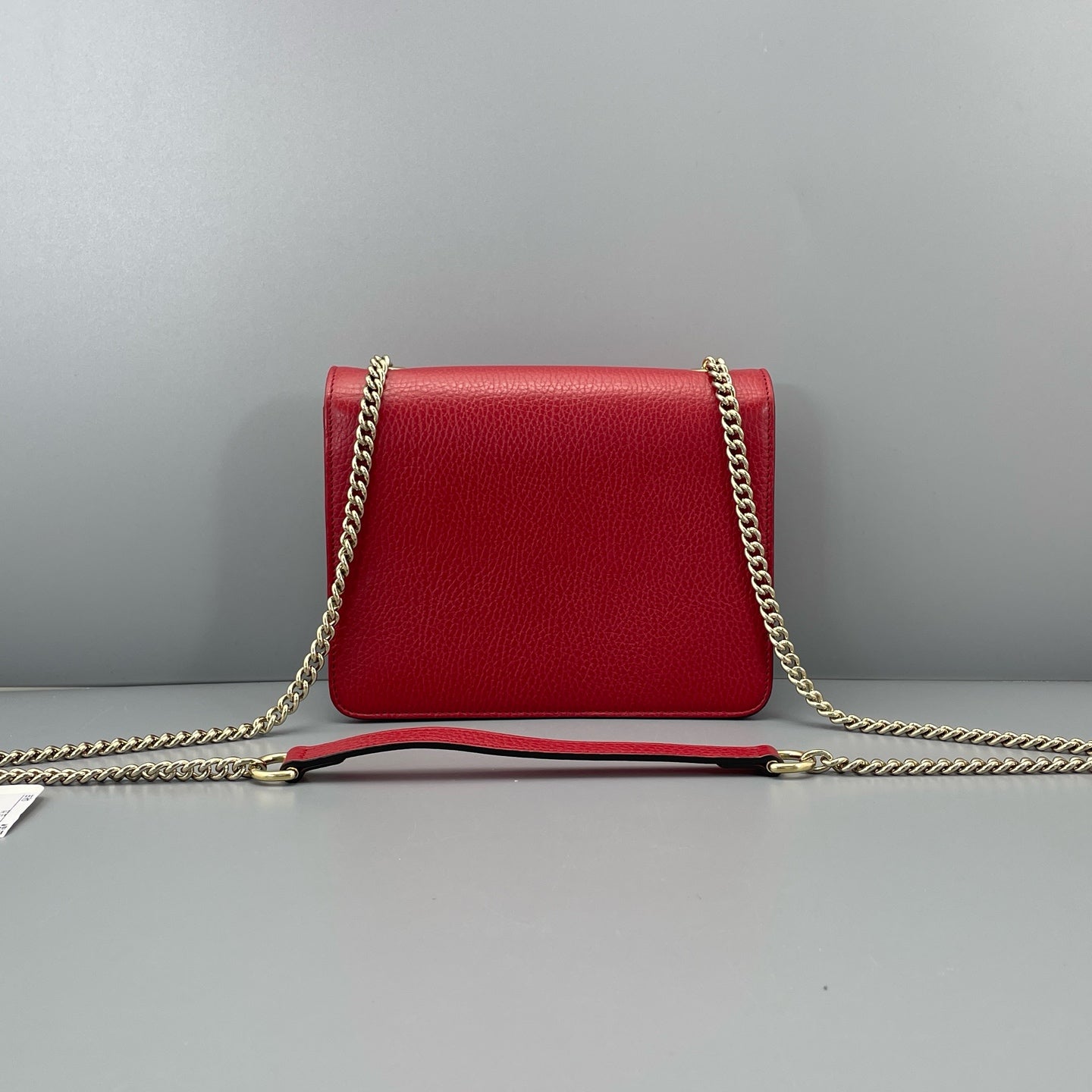 Gucci - Interlocking G Chain Accordion Flap Bag - Grained leather - Red - (Small)