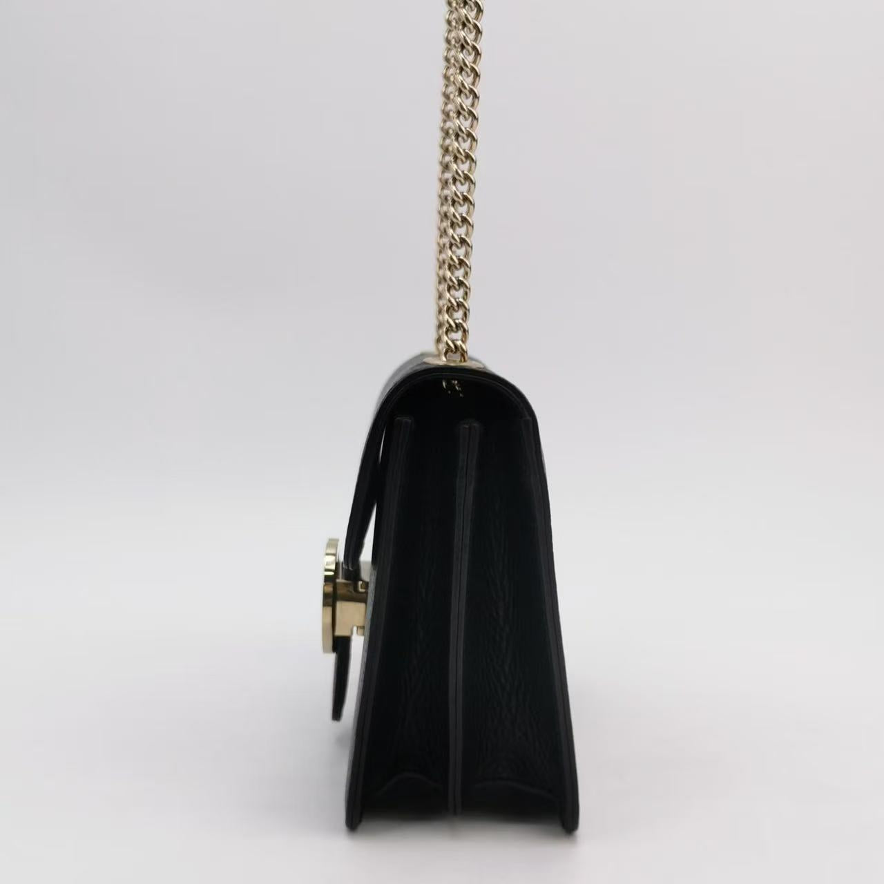 Gucci - Interlocking G Chain Shoulder Bag - Grained leather - Black - (mini)