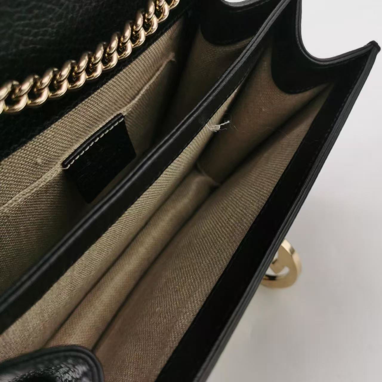Gucci - Interlocking G Chain Shoulder Bag - Grained leather - Black - (mini)