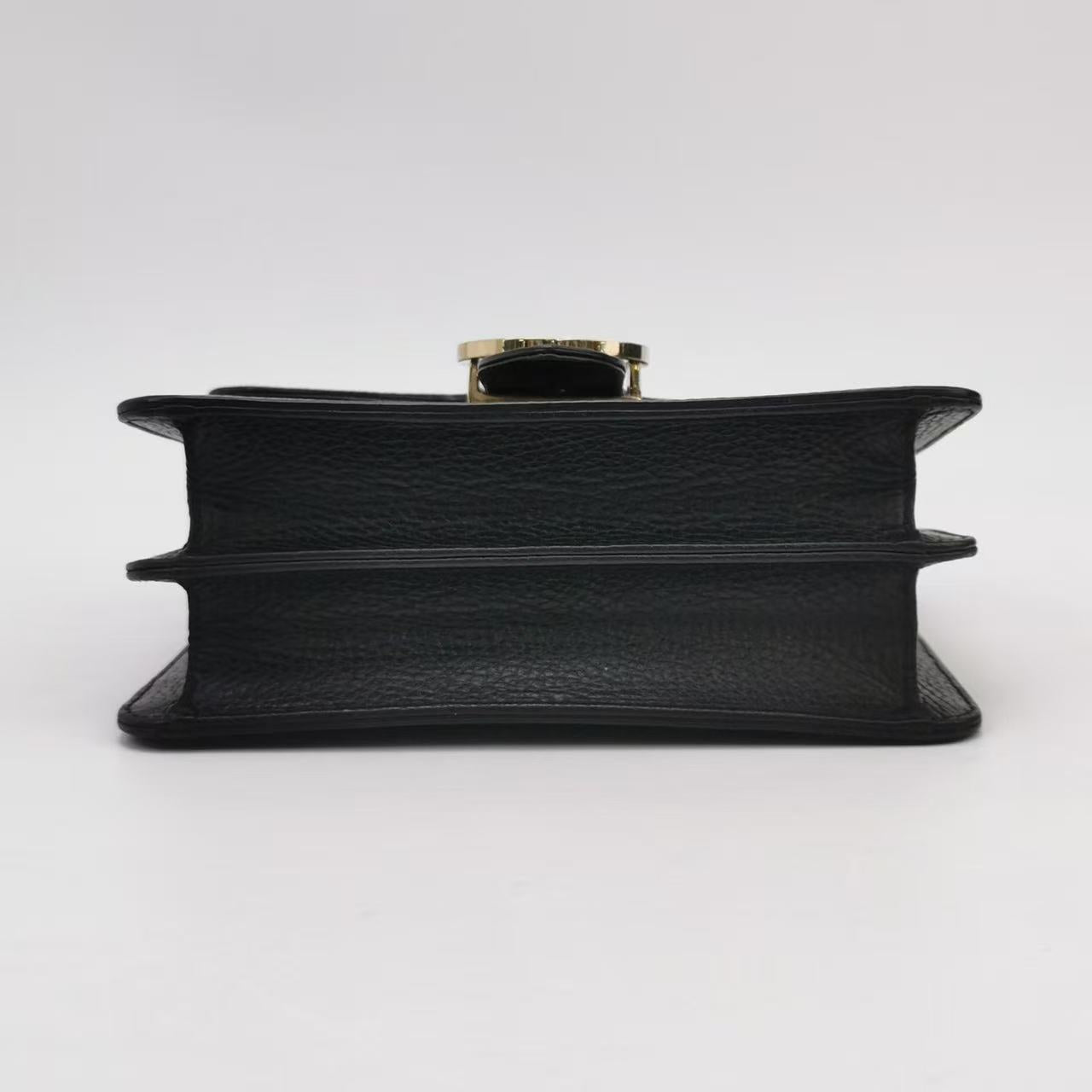 Gucci - Interlocking G Chain Shoulder Bag - Grained leather - Black - (mini)