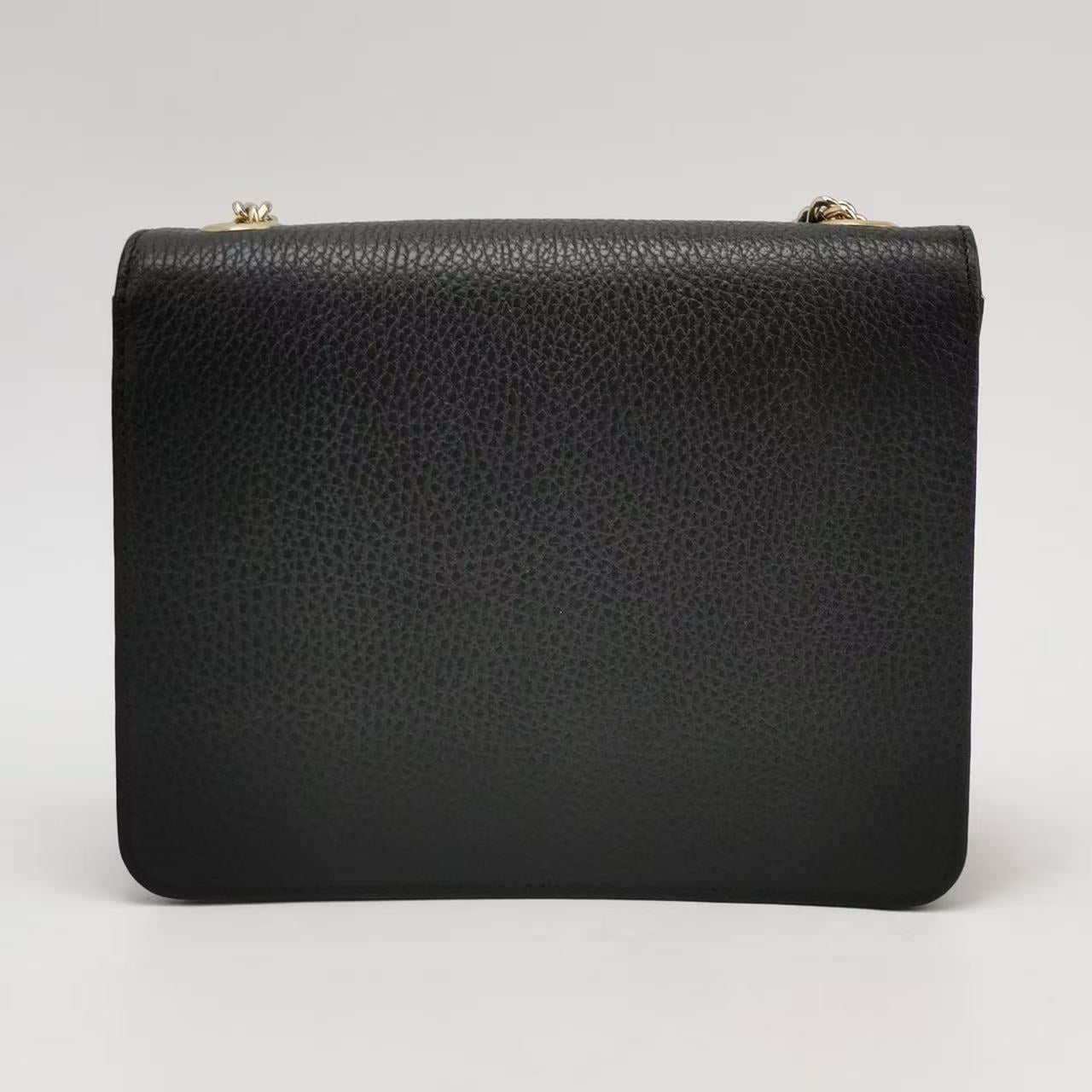 Gucci - Interlocking G Chain Shoulder Bag - Grained leather - Black - (mini)