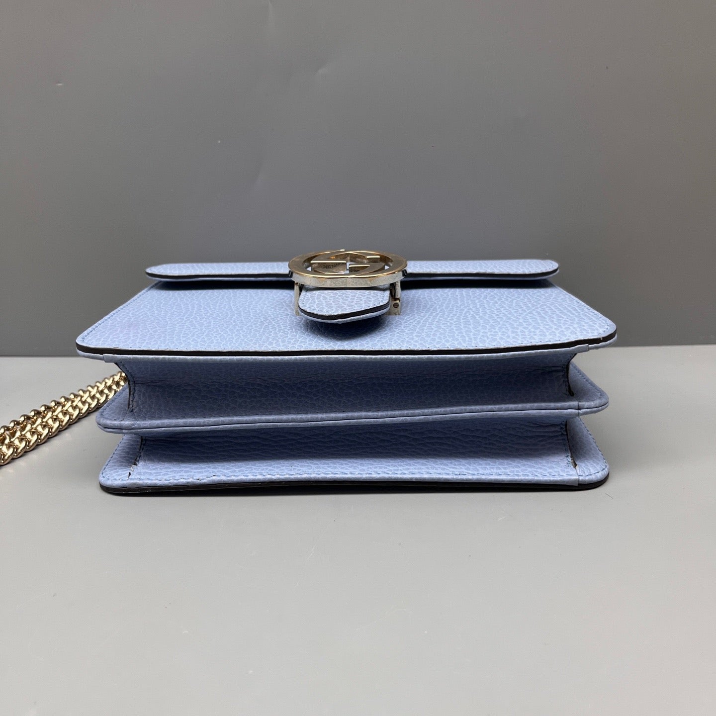 Gucci - Interlocking G Chain Shoulder Bag - Leather - Blue - (mini)