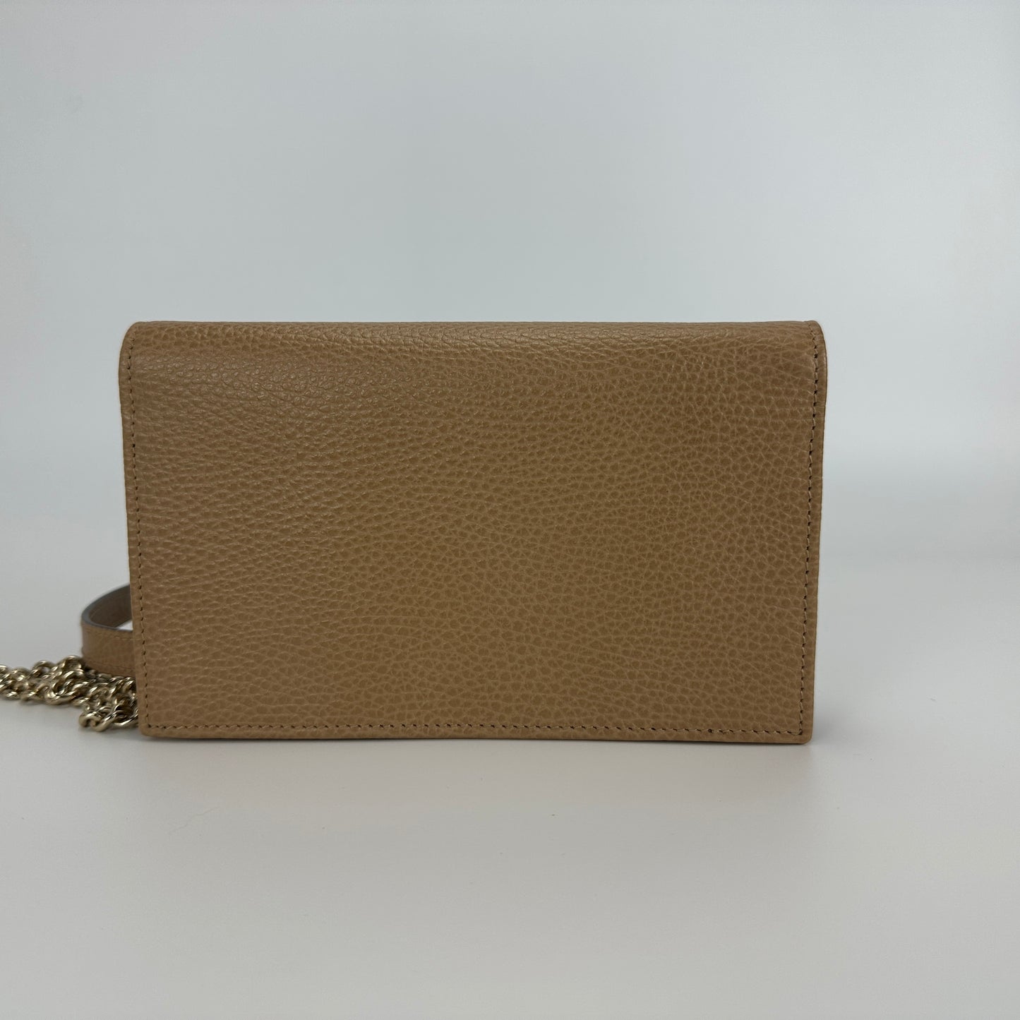 Gucci - Interlocking G Chain Wallet - Grained leather - Beige - (mini)