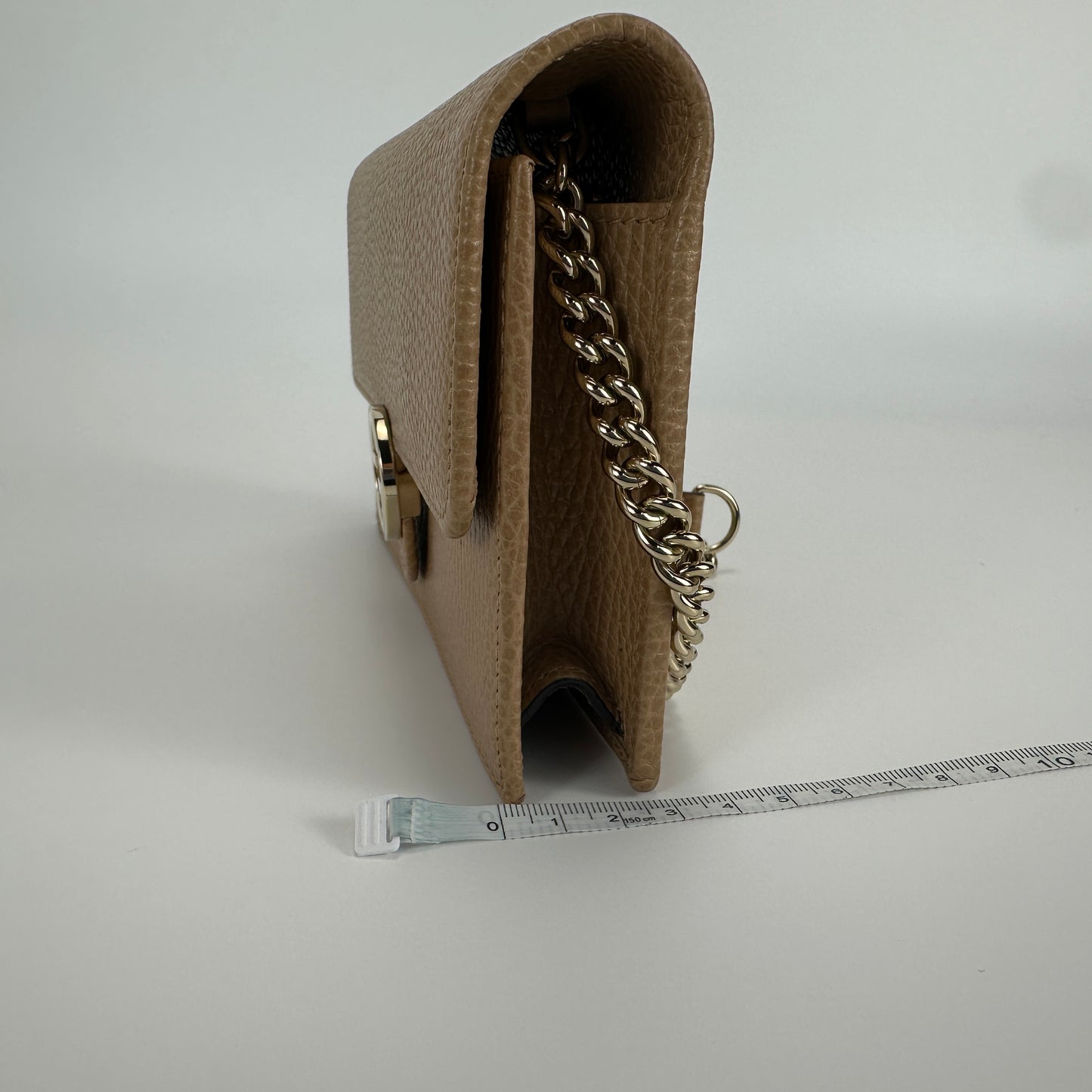 Gucci - Interlocking G Chain Wallet - Grained leather - Beige - (mini)