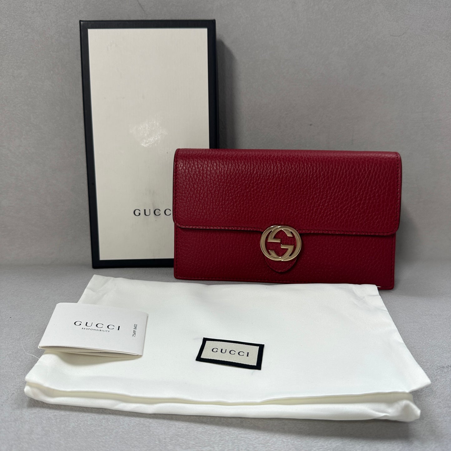 Gucci - Interlocking G Wallet on Chain - Leather - Red - (mini)