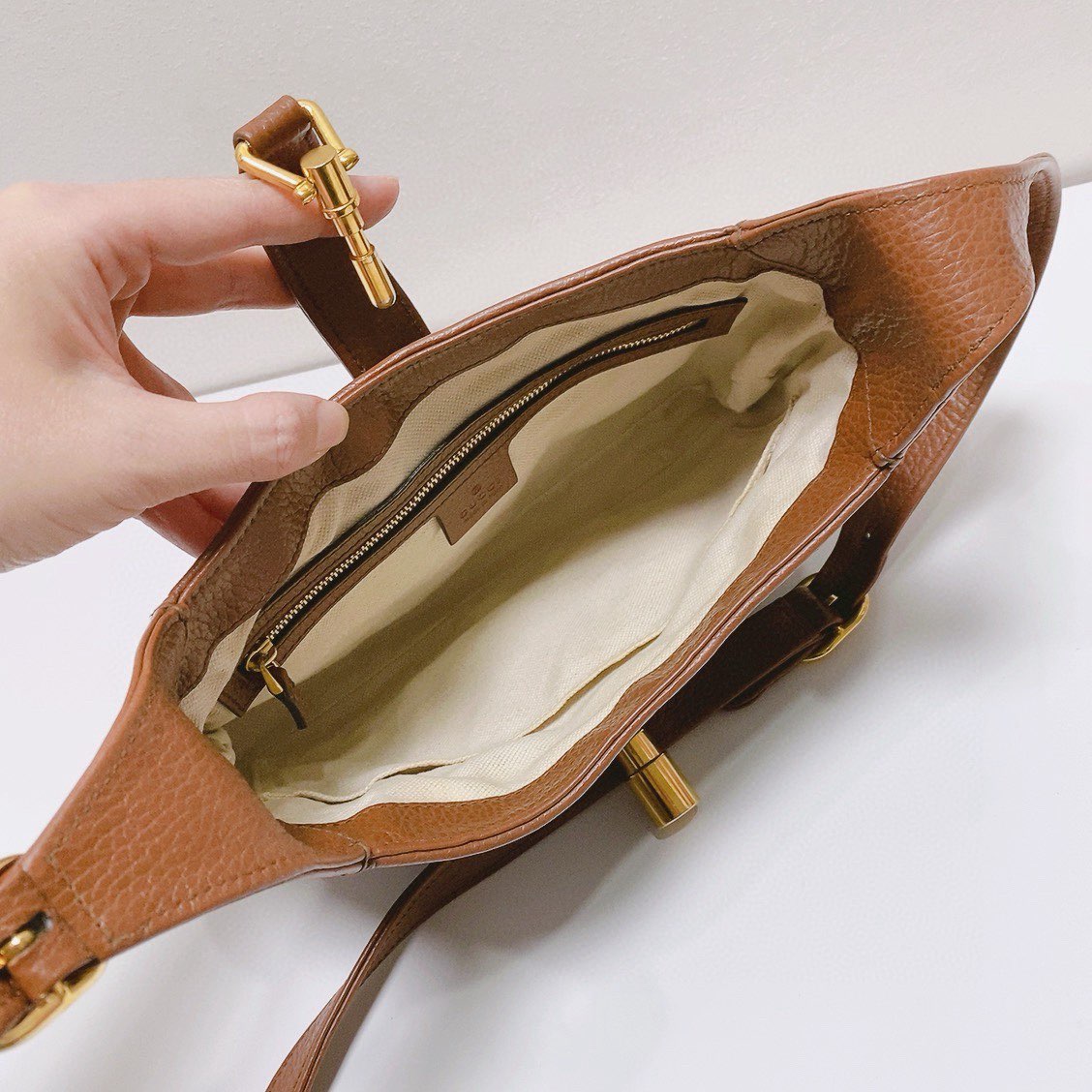 Gucci - Jackie 1961 - Denim canvas and grained leather - Blue and Brown with Gold-Tone Hardware - (medium)