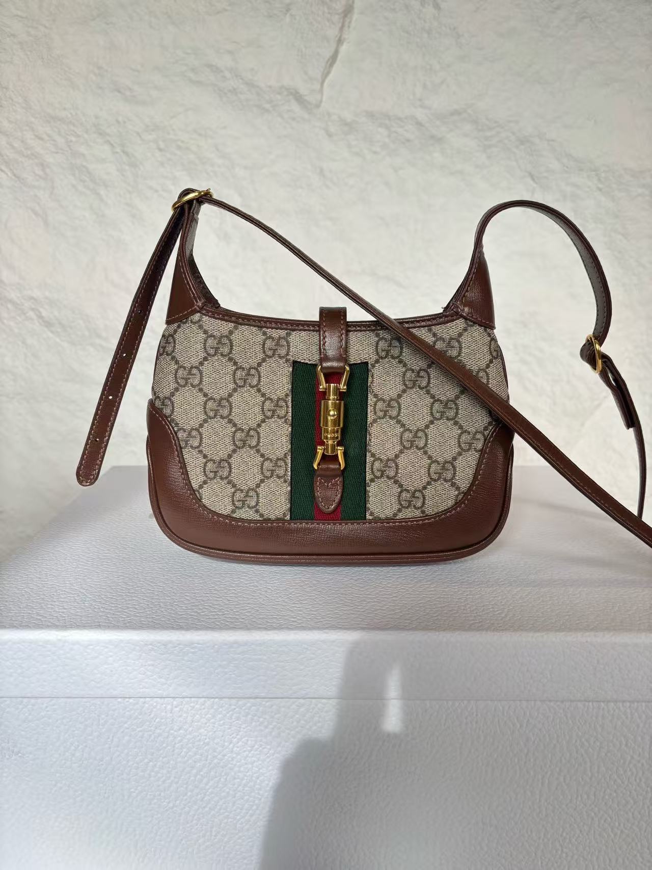Gucci - Jackie 1961 - GG Supreme canvas with leather trim - Beige and Brown with Red and Green accents - (mini)